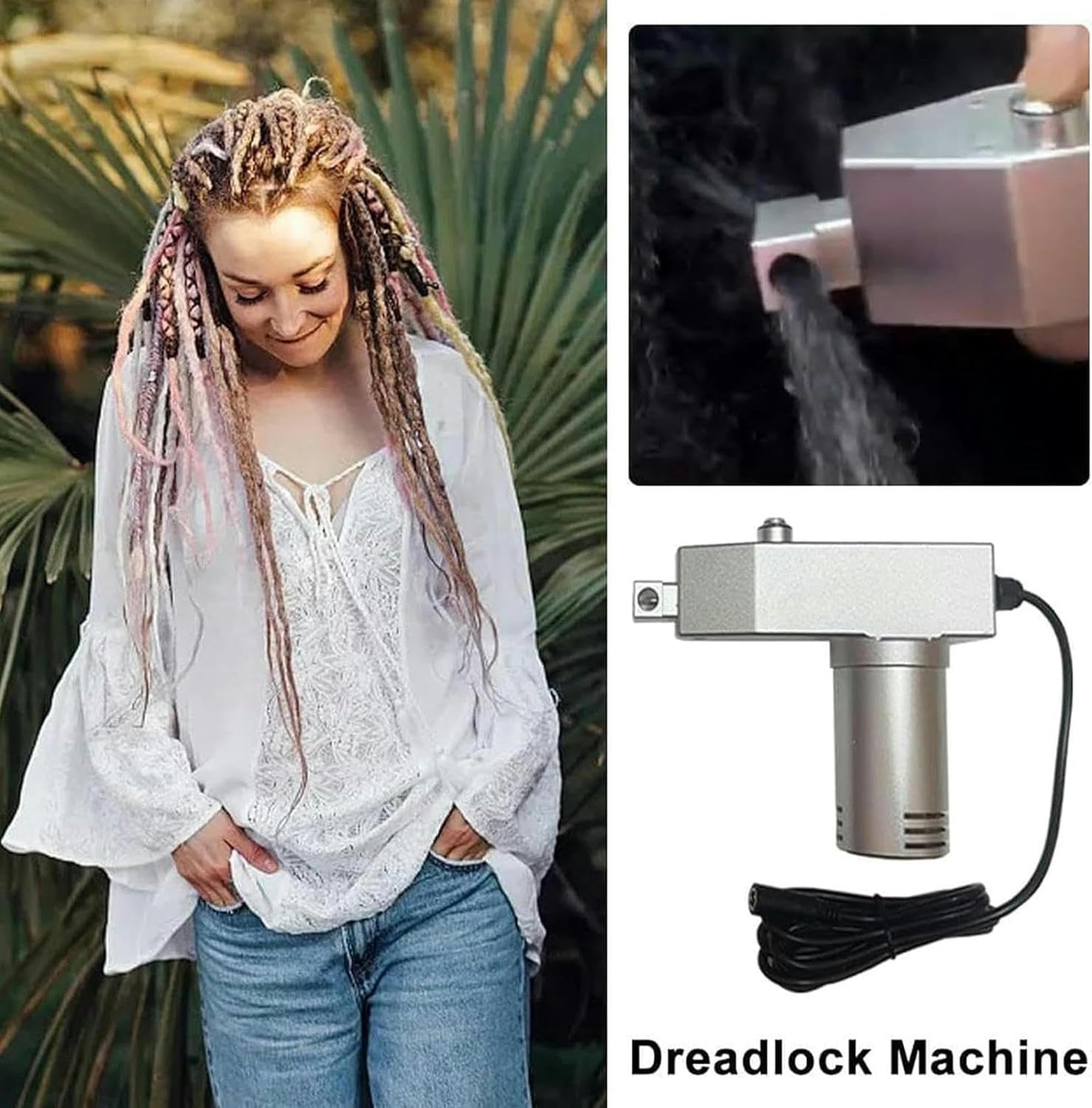 Máquina para Hacer rastas, Trenzas de Crochet, Herramienta Manual de Acero Inoxidable, Accesorios para rastas DIY + Ganchos de Crochet de 6 mm/8 mm/10 mm, 1 Pieza