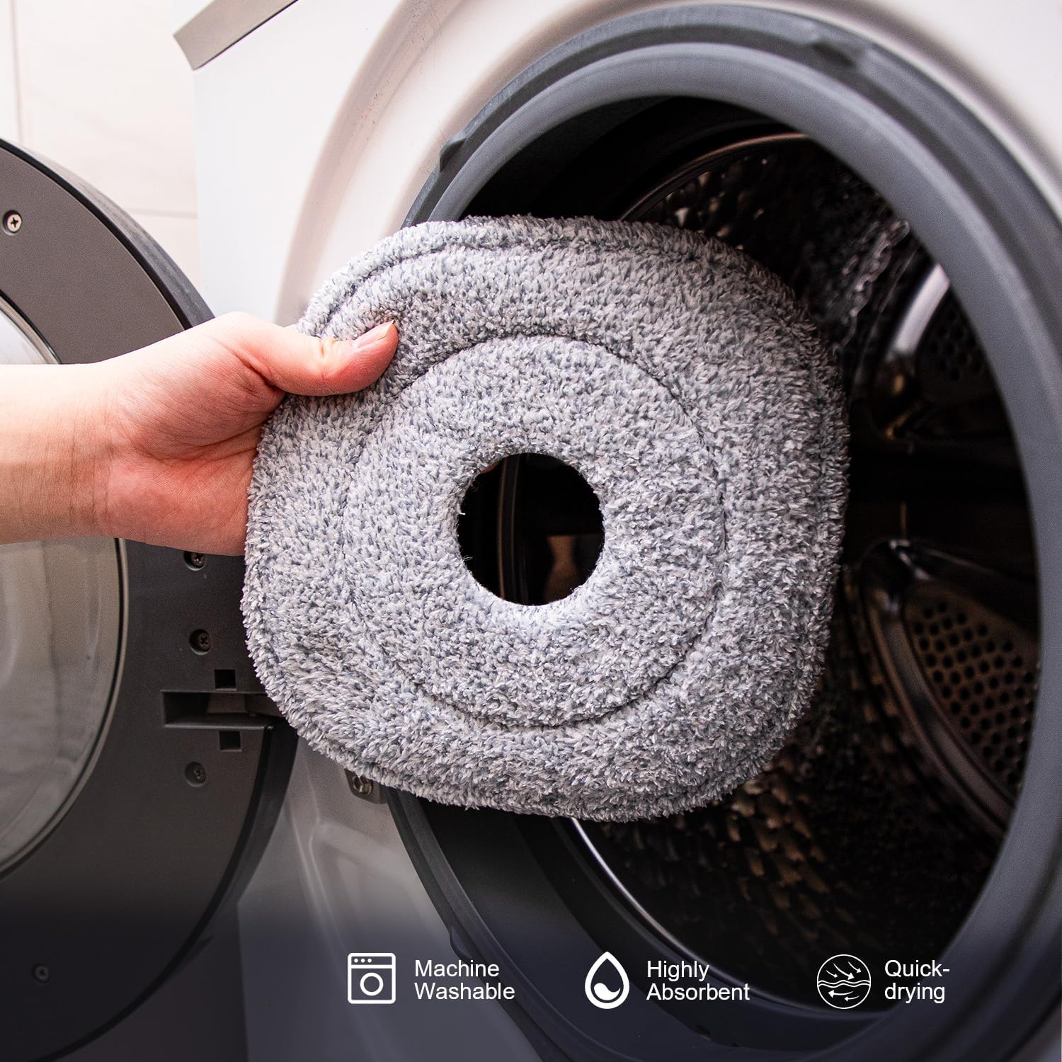 Spin Mop and Bucket Set, Mop Bucket with Separate Dirty Water System, Deep-Cleaning Mops for Floors/Wall, Versatile Mops with 4 Microfiber Mop Pads