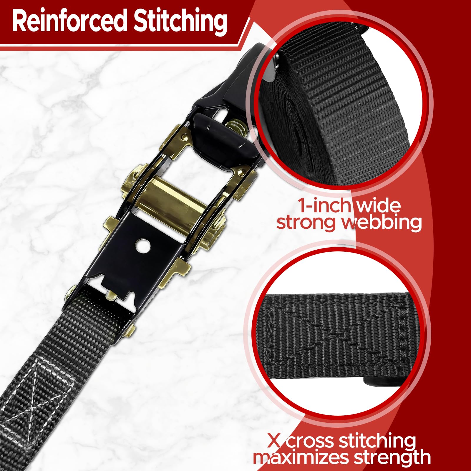 2 Pezzi 4 m x 25 mm Cinghie A Cricchetto Di Fissaggio, Cinghie di Fissaggio, Capacità di Carico 800 kg, Tenditore A Cricchetto, Cinghia di Ancoraggio Per Camion, Auto, Moto, Rimorchi