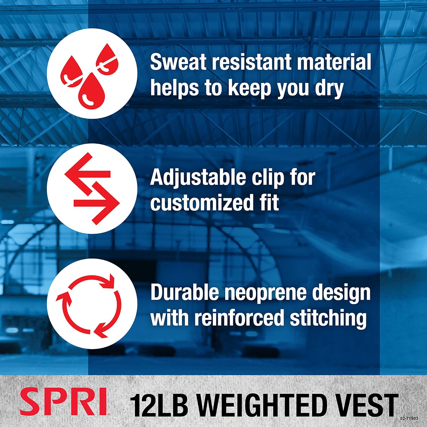 SPRI 12 lb Weighted Vest for Women and Men - Adjustable Weight Vest for Running, Strength Training, Endurance, and General Fitness - Adjustable Front Buckle and Reflective Detailing : Sports & Outdoors