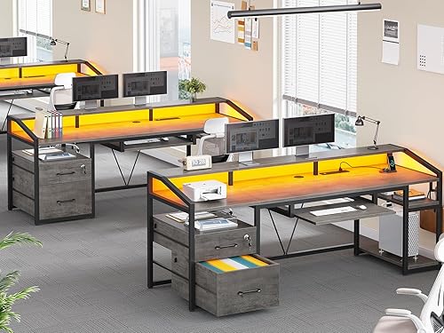 Miniatura 8 de SEDETA Escritorio para computadora de 63 pulgadas, escritorio de oficina con cajones con cerradura para archivo legalde cartas, escritorio de juegos