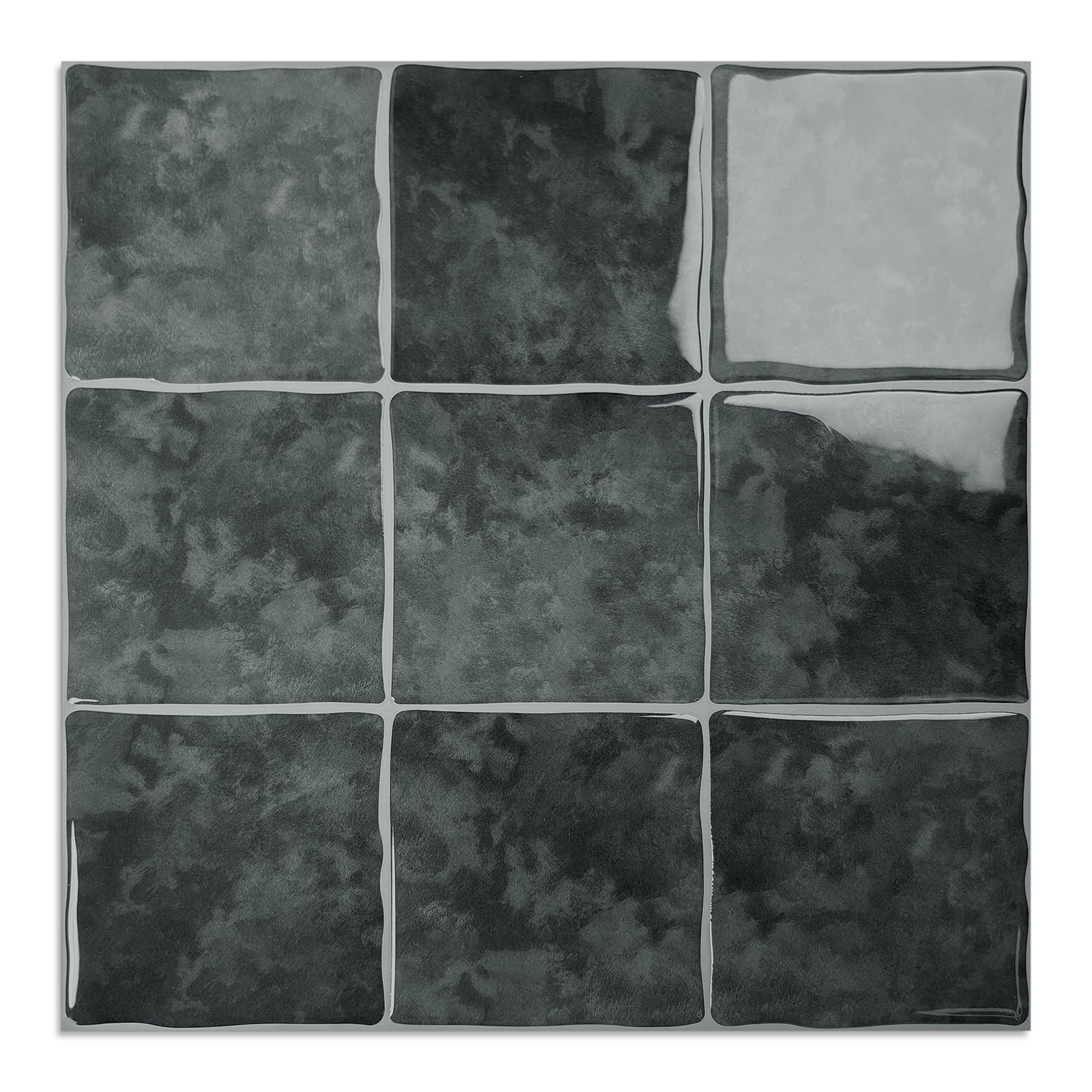10 Sheet Peel and Stick Backsplash Tile, 12'x12', Dark Grey