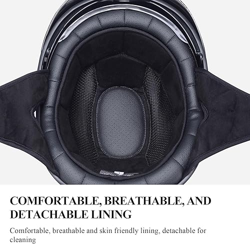 Miniatura 5 de Medio casco de motocicleta de fibra de carbono con visera retráctil  Casco ligero aprobado por DOT para hombres y mujeres