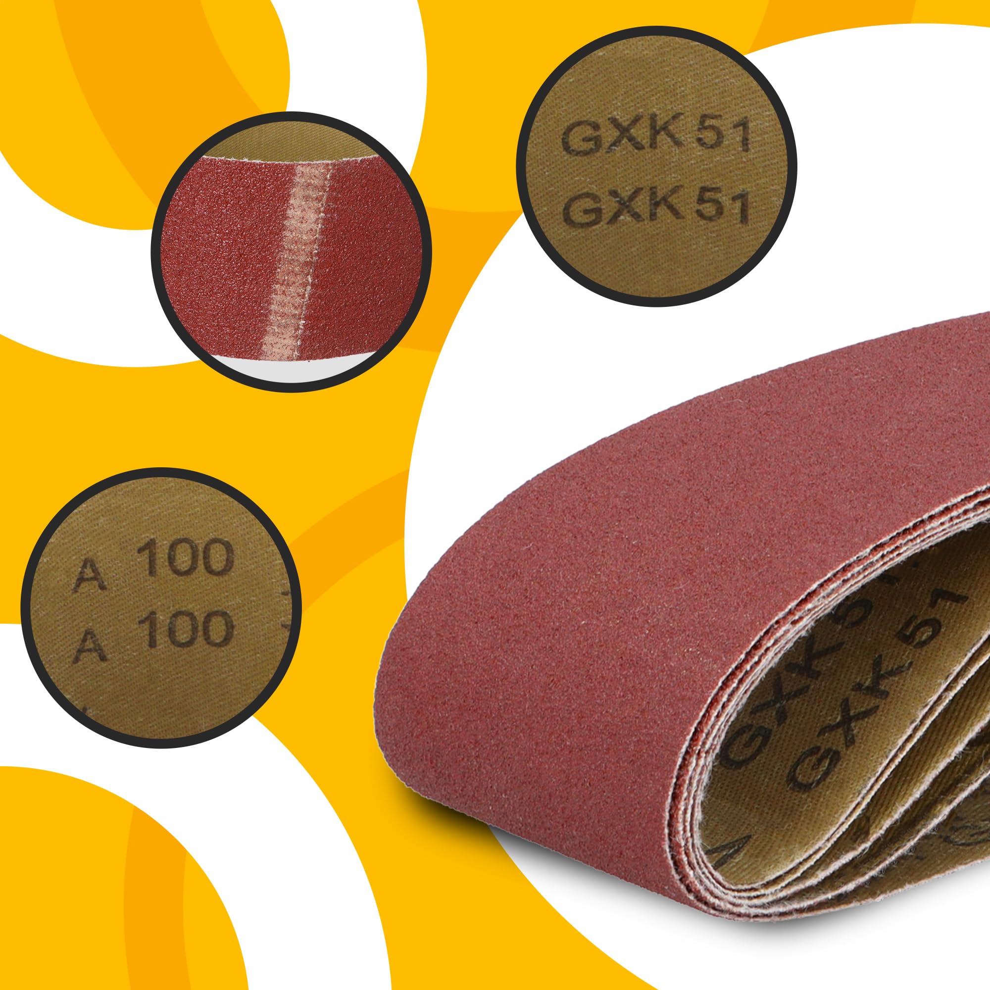 100x Banda Lijadora 75x533 mm P100 Lijadora Máquina Cinta Tela Desbaste Afilado Desbarbado Eliminación Óxido Madera Metal Plástico Resistente Duradero Agarre Firme
