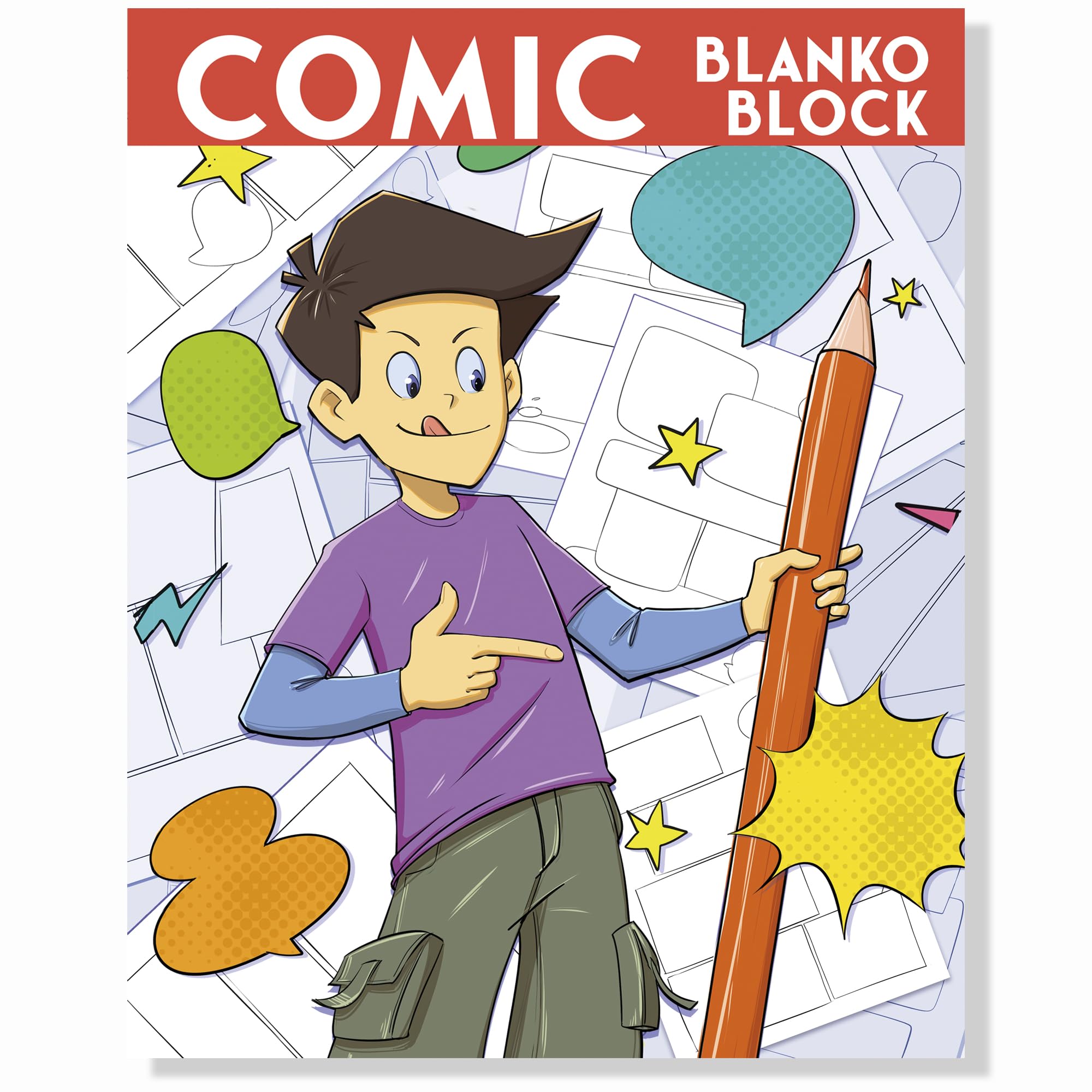 Comic Blanko Buch - kreiere dein eigenen Comic: Comics zeichnen mit Vorlagen und Beispielseiten