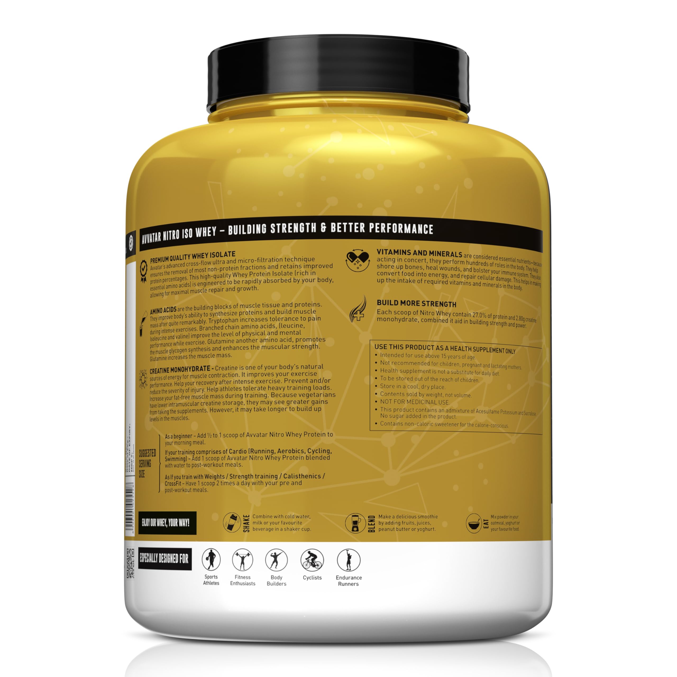 avvatar NITRO ISO WHEY | 2Kg | Belgain Chocolate | 28.5g Protein | 50 Servings | 2.8g Creatine Monohydrate| Ultimate muscle building formula, increase strength & exercise performance