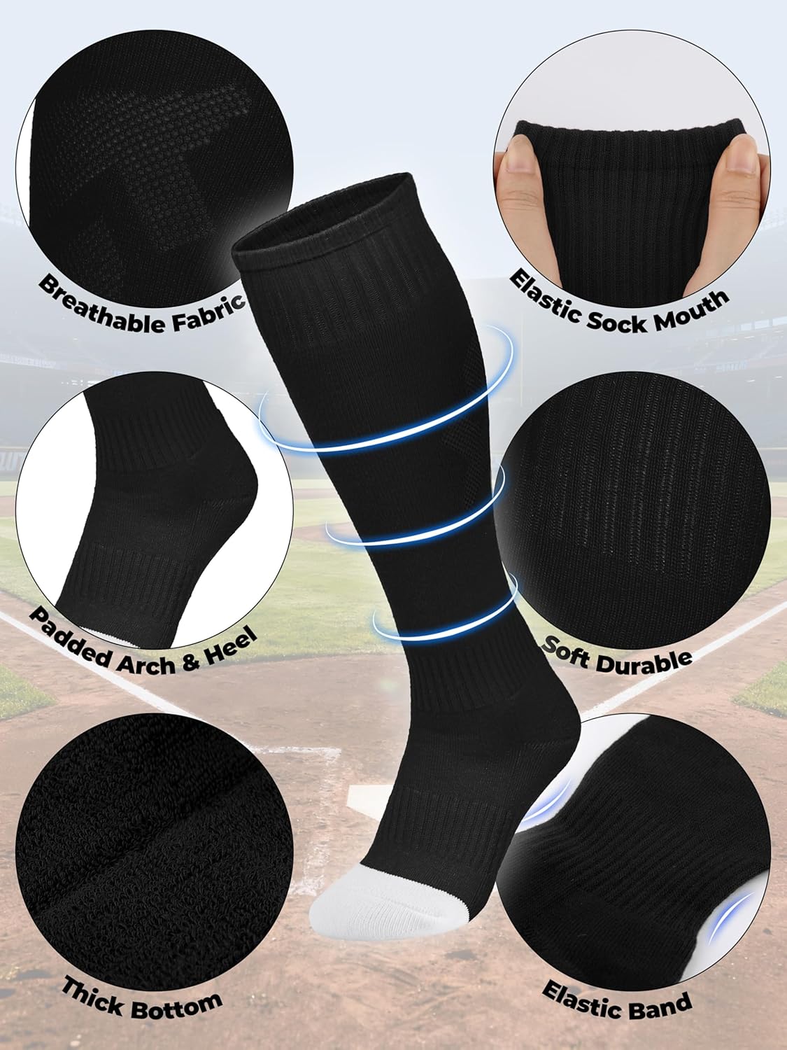 Baseball Socks and Belt Combo Youth Boys Softball Football Socks and Elastic Baseball Belts for Boys Girls - Image 4