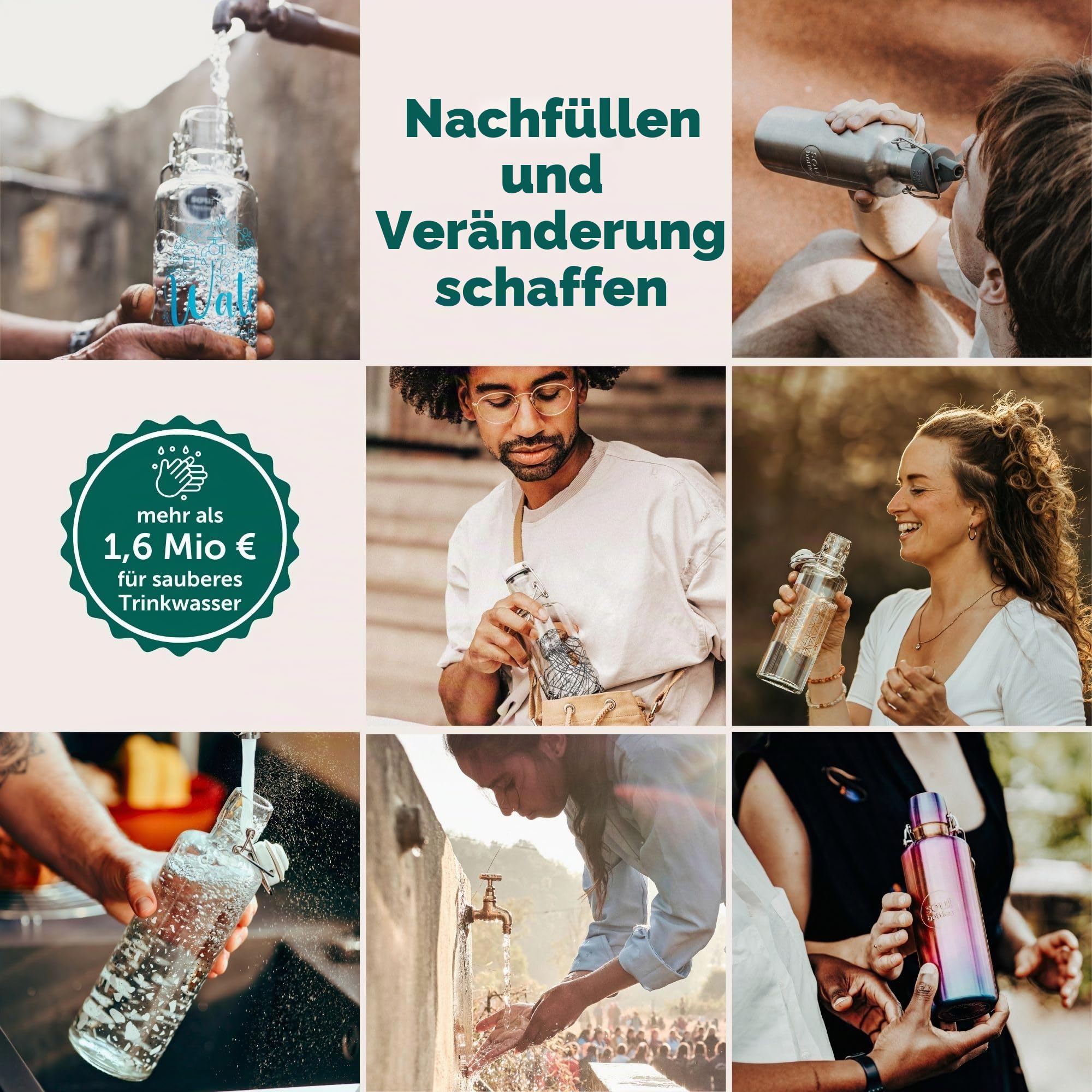 soulbottles Trinkflaschen-Set "Jellyfish & Soulsailor" • 2× 600 ml • Wasserflaschen aus Glas • Made in Germany • 100 % plastikfrei, auslaufsicher • Ideal für Zuhause, Schule & Büro