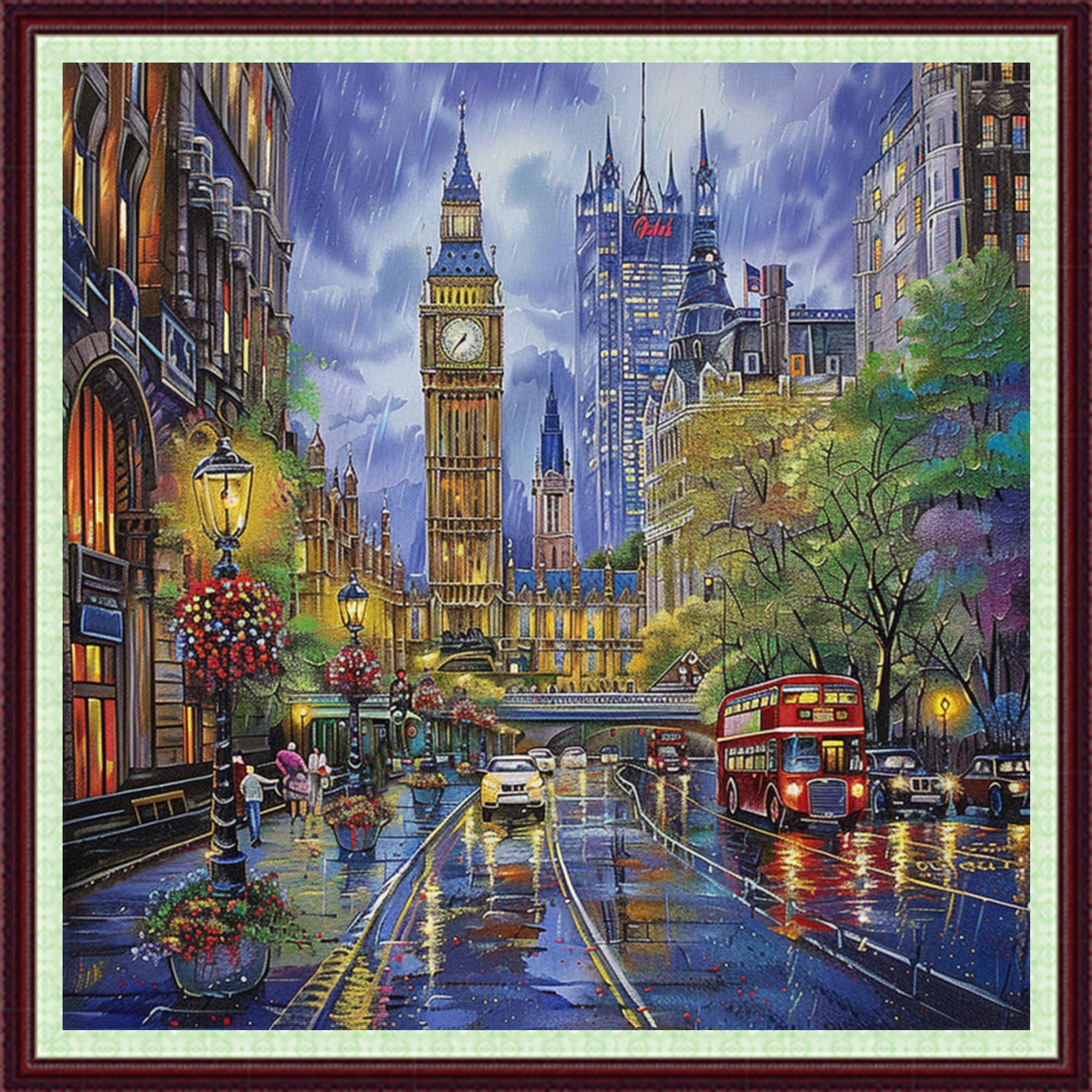 Dooxvey Cross Stitch Kits for Adults Beginners,Full Range of Cross-Stitch Stamped Kits Needlepoint Kits for Beginners Embroidery Kits 11CT Cross Stitch Patterns-New York Street Scene 18x18 inch