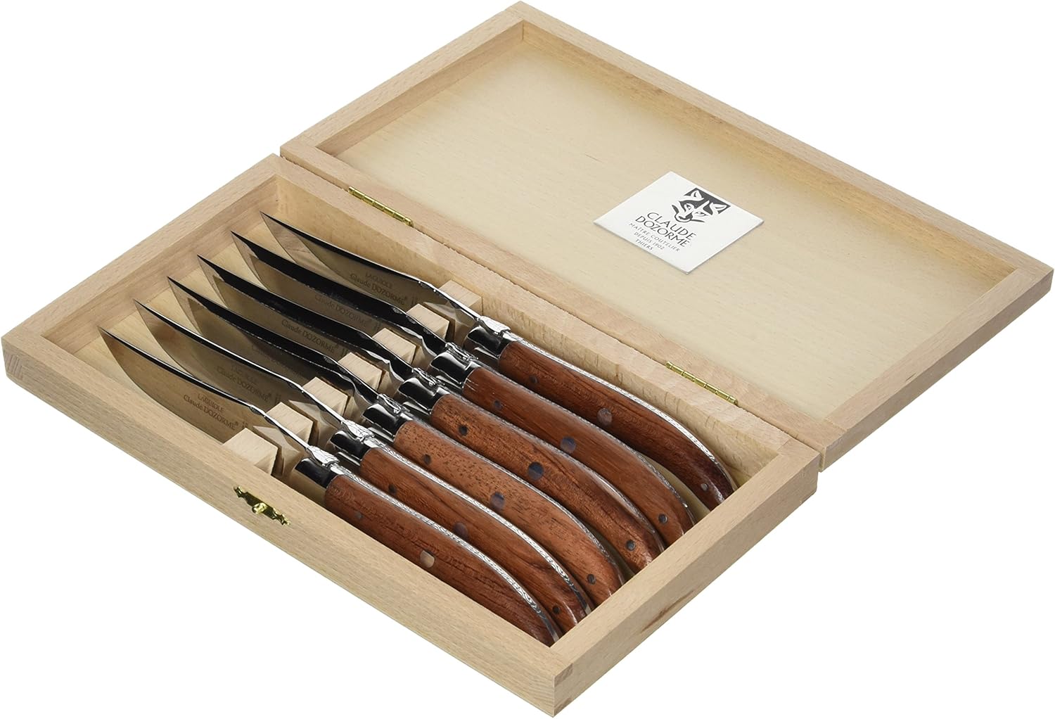 Claude Dozorme Laguiole Shiny Stainless Steel With Bee Exotic Wood Handle Steak