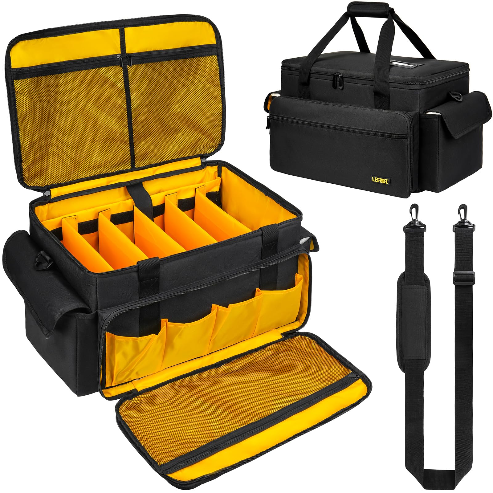 DJ-Equipment-Tasche mit 5 herausnehmbaren Trennwänden,DJ-Kabeltasche mit Fächern für Laptop und Mikrofon,Reise-Organizer-Tasche für DJ-Equipment,Musiker,Profis und DJ-Zubehör (47 x 29 x 28 cm)