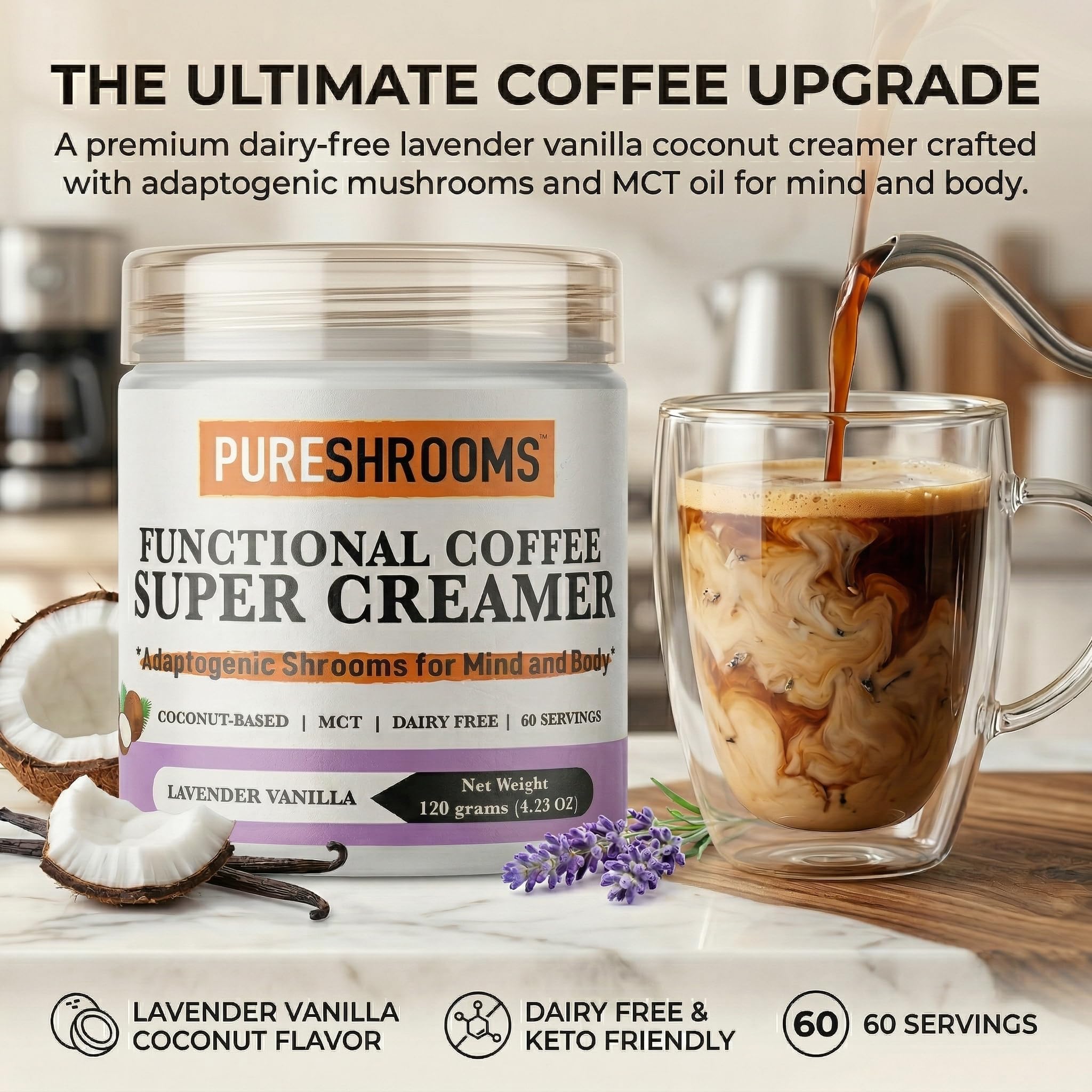 Amazon.com: PureShrooms Original Creamer (Lavender Vanilla) : Home