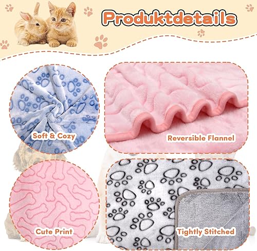 Miniatura 5 de 1 paquete de 3 mantas para perros pequeños, manta de forro polar suave para mascotas, manta cálida para dormir, bonita manta con estampado de patas,