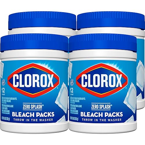 Clorox Paquetes de blanqueador Zero Splash - Cápsulas de lavandería 12 unidades - Paquete de 4 el paquete puede variar