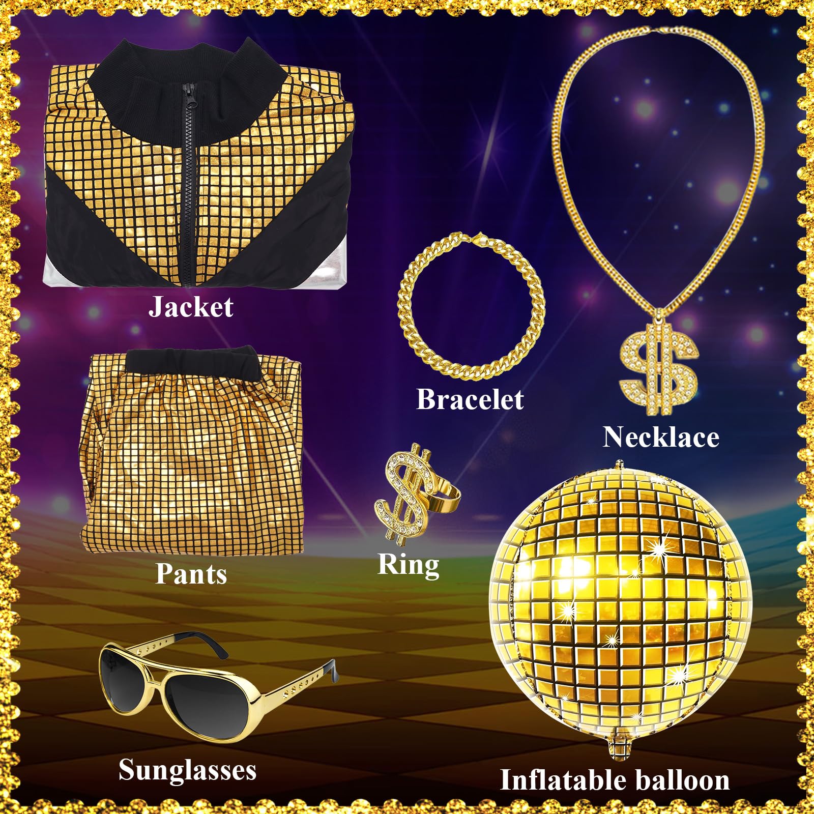 Ezuwail Costume disco pour homme et femme – Tenue rétro des années 70, 80 et 90 – Survêtement de fête disco pour couple – Tenue d'Halloween