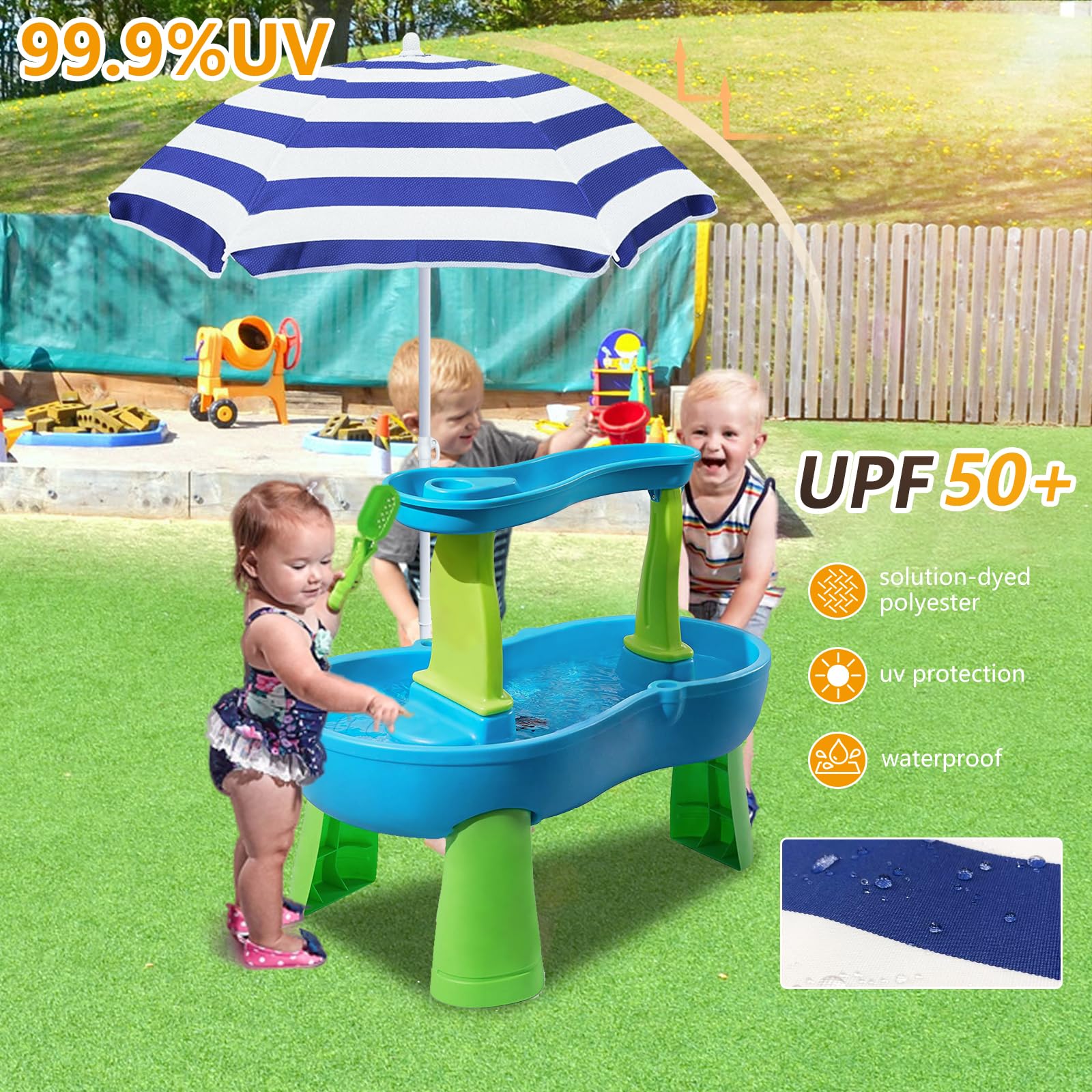 child size patio umbrella AMMSUN 5ft Kid Umbrella, Yellow White Kids Durable Umbrellas for children Beach Camping Garden Outdoor Play Shade Outsunny Kids Table and Chair