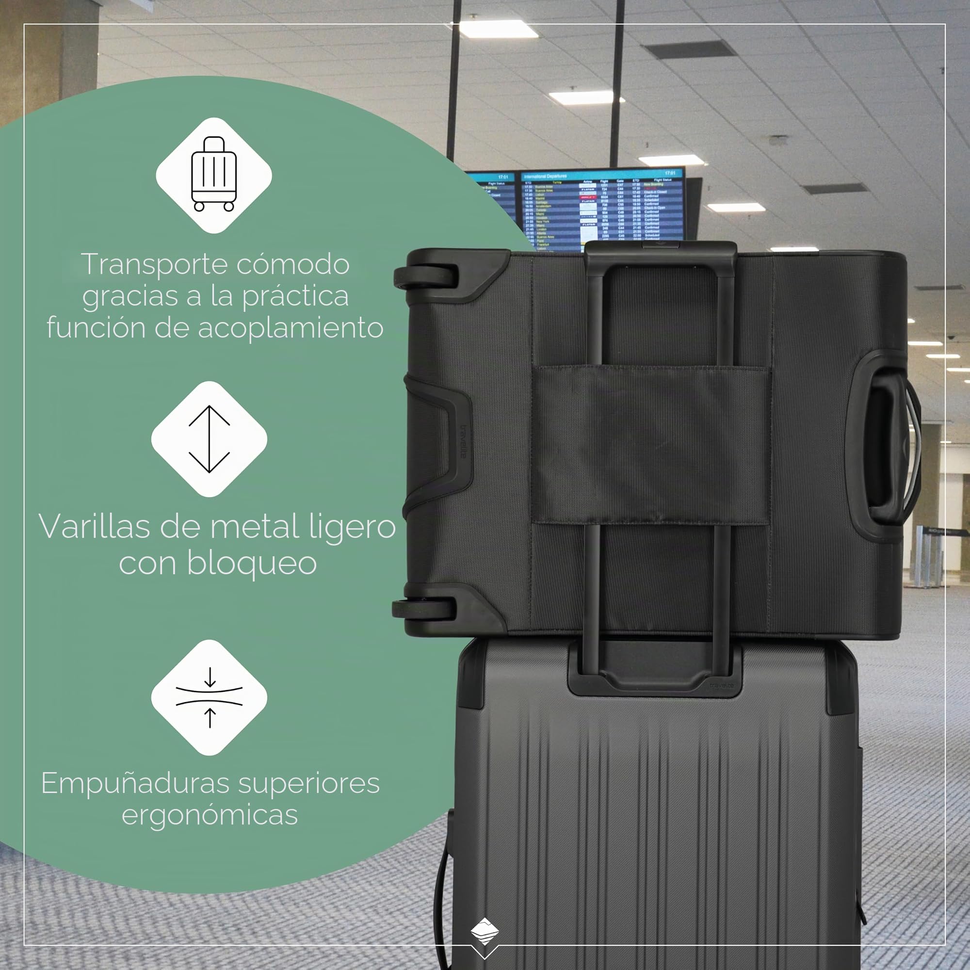 travelite Maleta de Equipaje de Mano con 2 Ruedas para Condor + Ryanair, Cerradura de combinación integrada, Trolley de Equipaje Blando Compacto con función de Enganche, 55x40x20 cm, 41 l, 2,2 kg