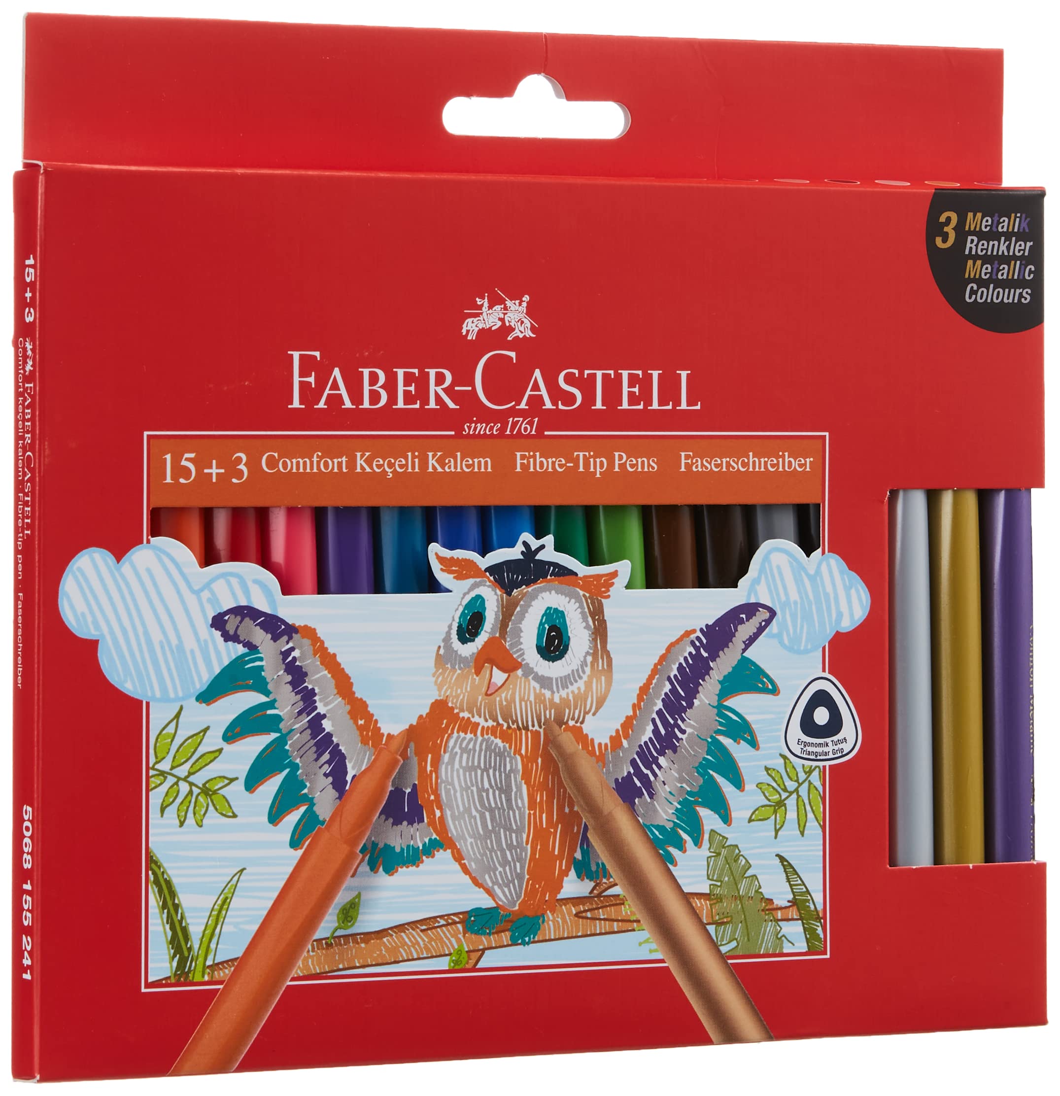 Faber-Castell Comfort Marker Pen 15 + 3 metaliczny