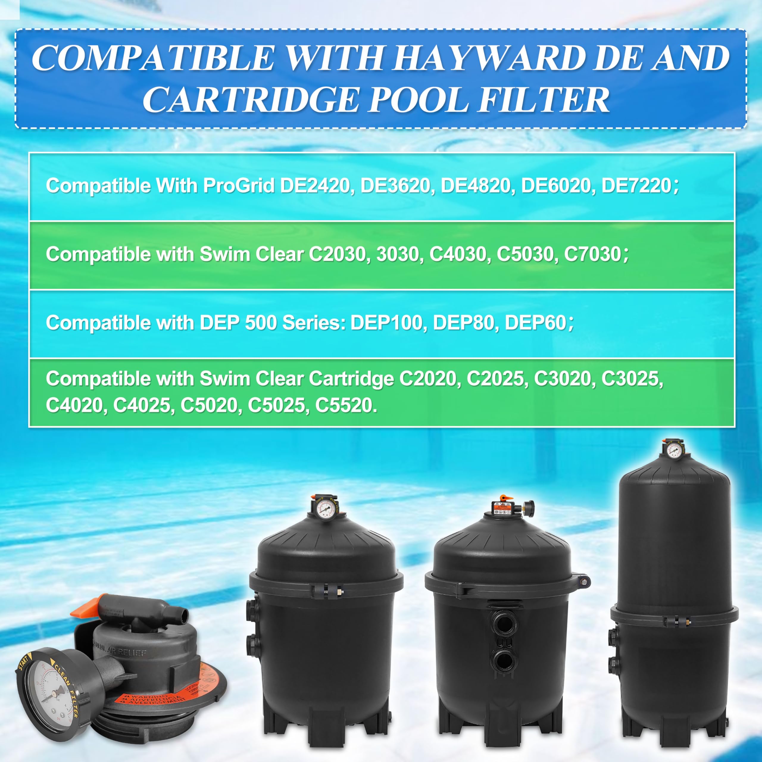 DEX2420MAR2 - Conjunto de alivio de aire manual, repuesto para Hayward compatible con filtro de piscina de cartucho y DE