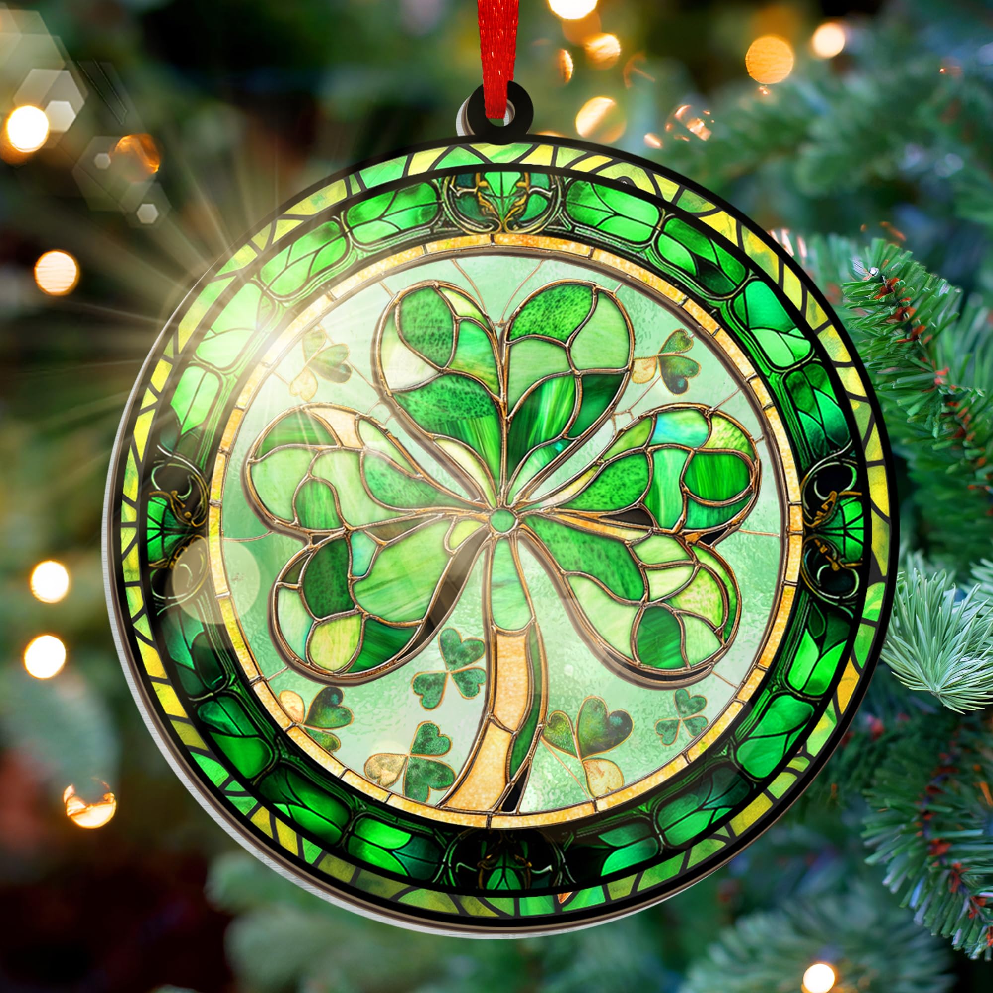 FLAGWIX St Patricks Day Decorations - Shamrock Decorations Suncatcher Ornaments for Tree - Spiritual Irish Gifts for Women Men - St Patricks Day Decor