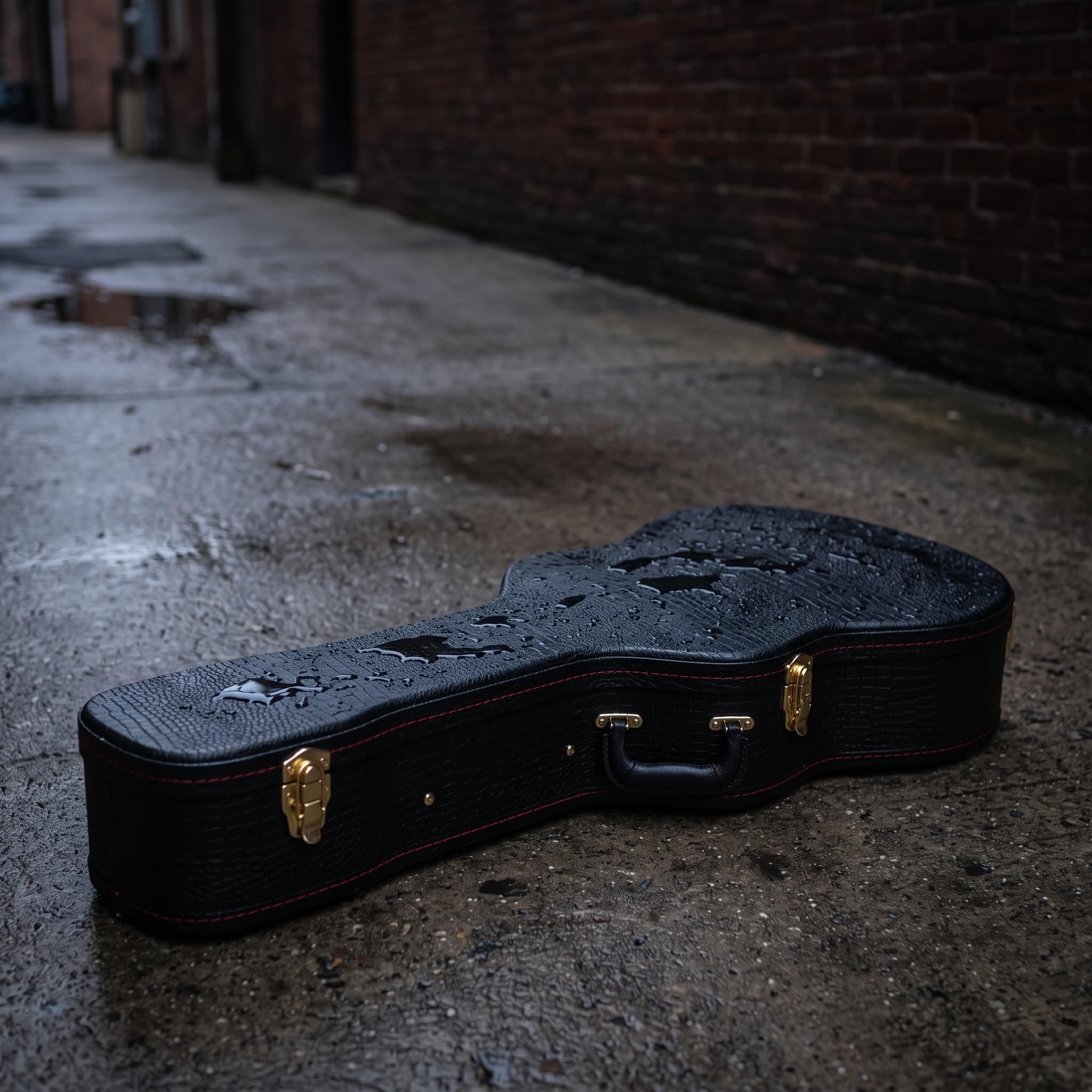 Custodia Rigida per Chitarra Acustica 41 Pollici, Valigetta Protettiva Impermeabile, Marrone con motivo a coccodrillo