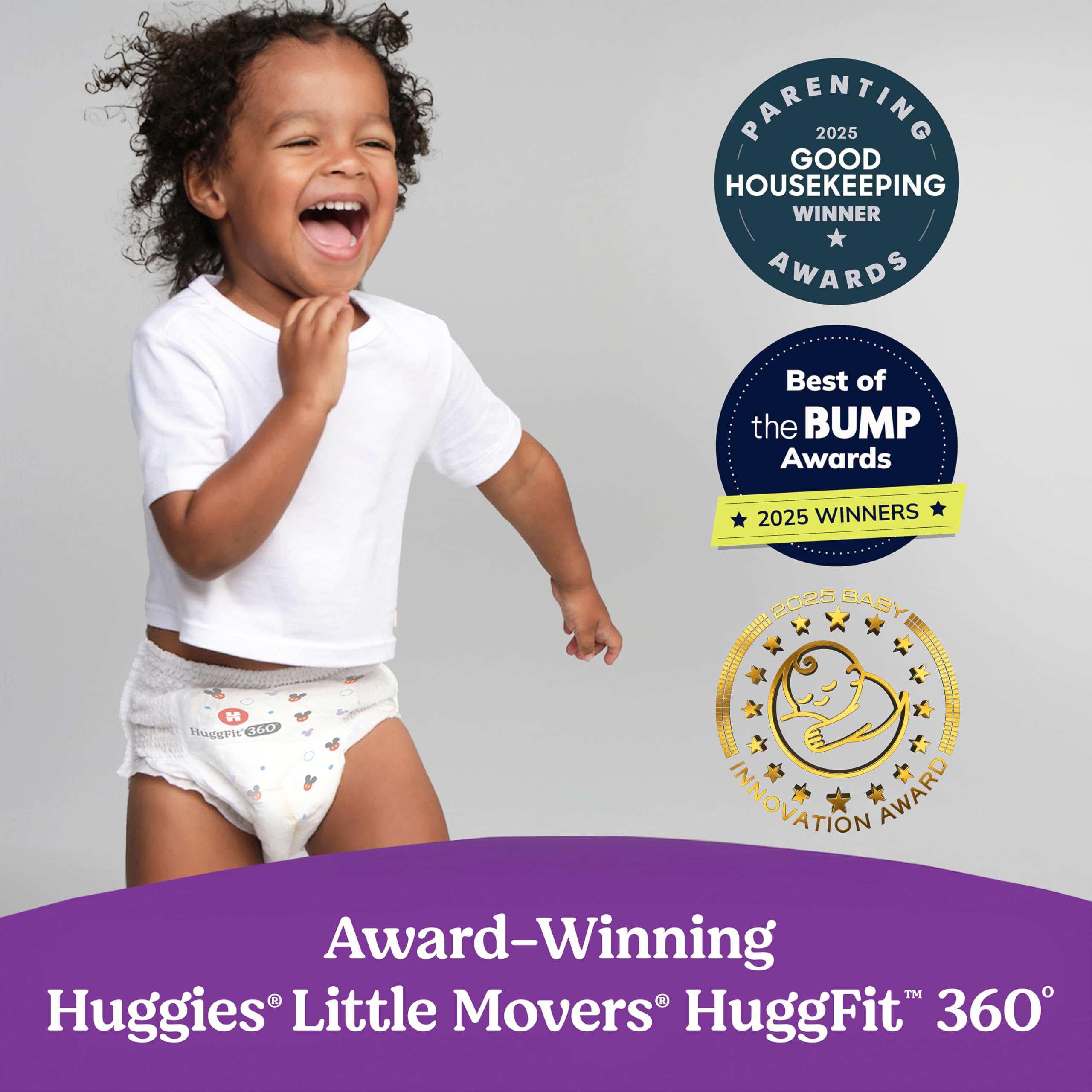 Huggies Size 4 Baby Diapers, Little Movers HuggFit 360° Baby Diapers with 360° Waistband, Size 4 (22-37 lbs), 144 Count (4 Packs of 36), Packaging May Vary