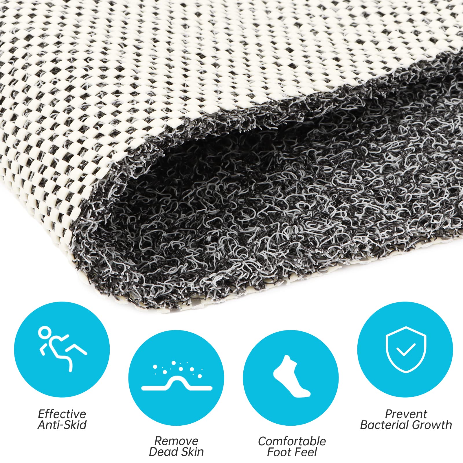 Tappetino Doccia Angolare 70x70 Cm Antiscivolo - Con Ventose E Fori Di Scarico - Foto 9