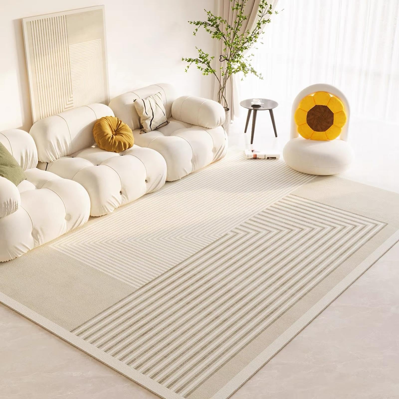 Tapis de sol style crème 80x120 cm pour protéger le sol du salon et canapé