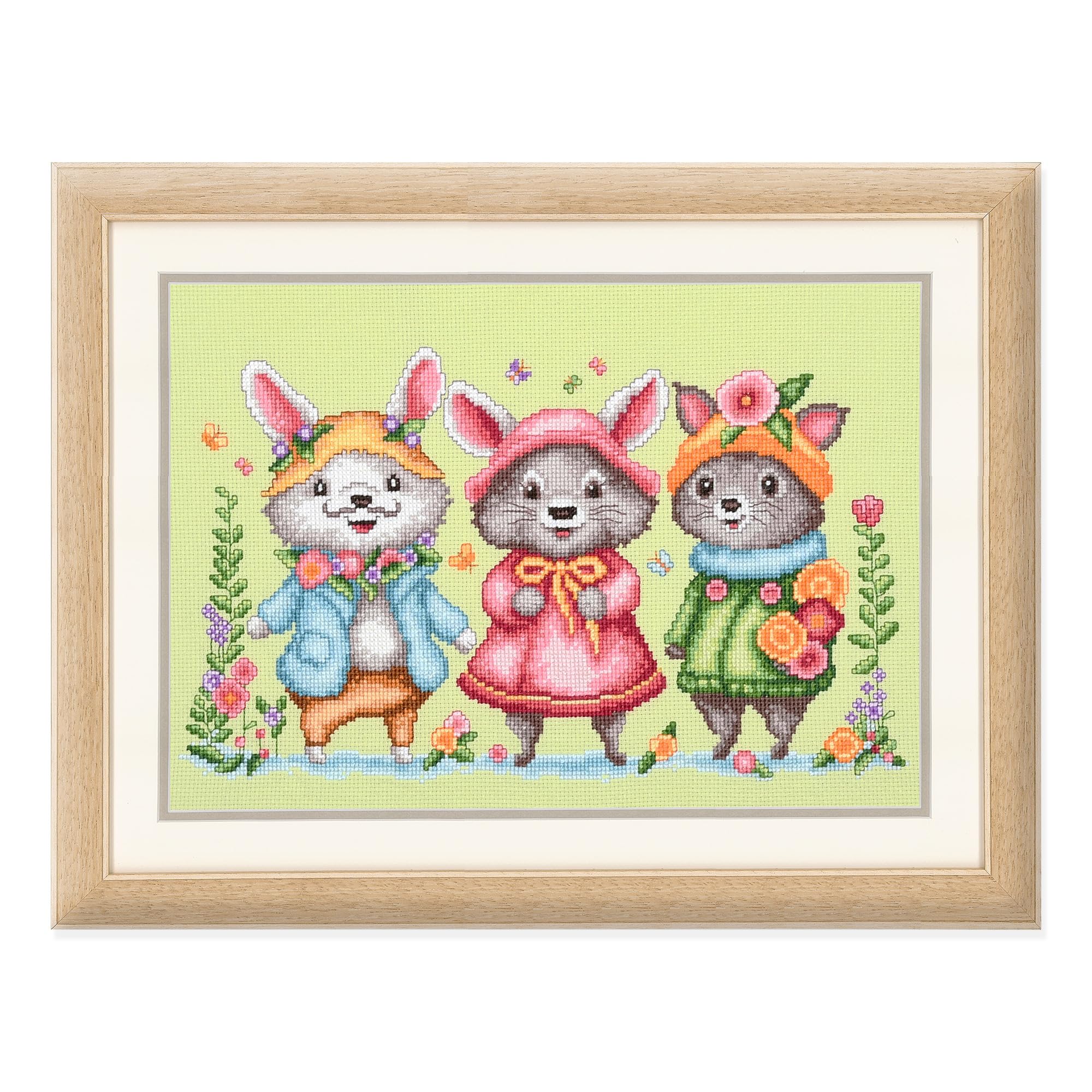 VERVACO Haft Krzyżykowy Liczony Zestaw Obraz do Haftu MAŁE ZWIERZĘTA Zrób to Sam Zestaw Kreatywny dla Dorosłych 28 x 18 cm Dekoracja Ścienna DIY Cross Stitch Kit