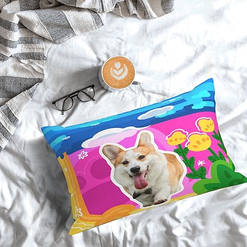 Miniatura 6 de Funda de almohada personalizada para fotos de mascotas, 14 x 20 pulgadas, estilo de ilustración personalizada para mascotas, funda de almohada con