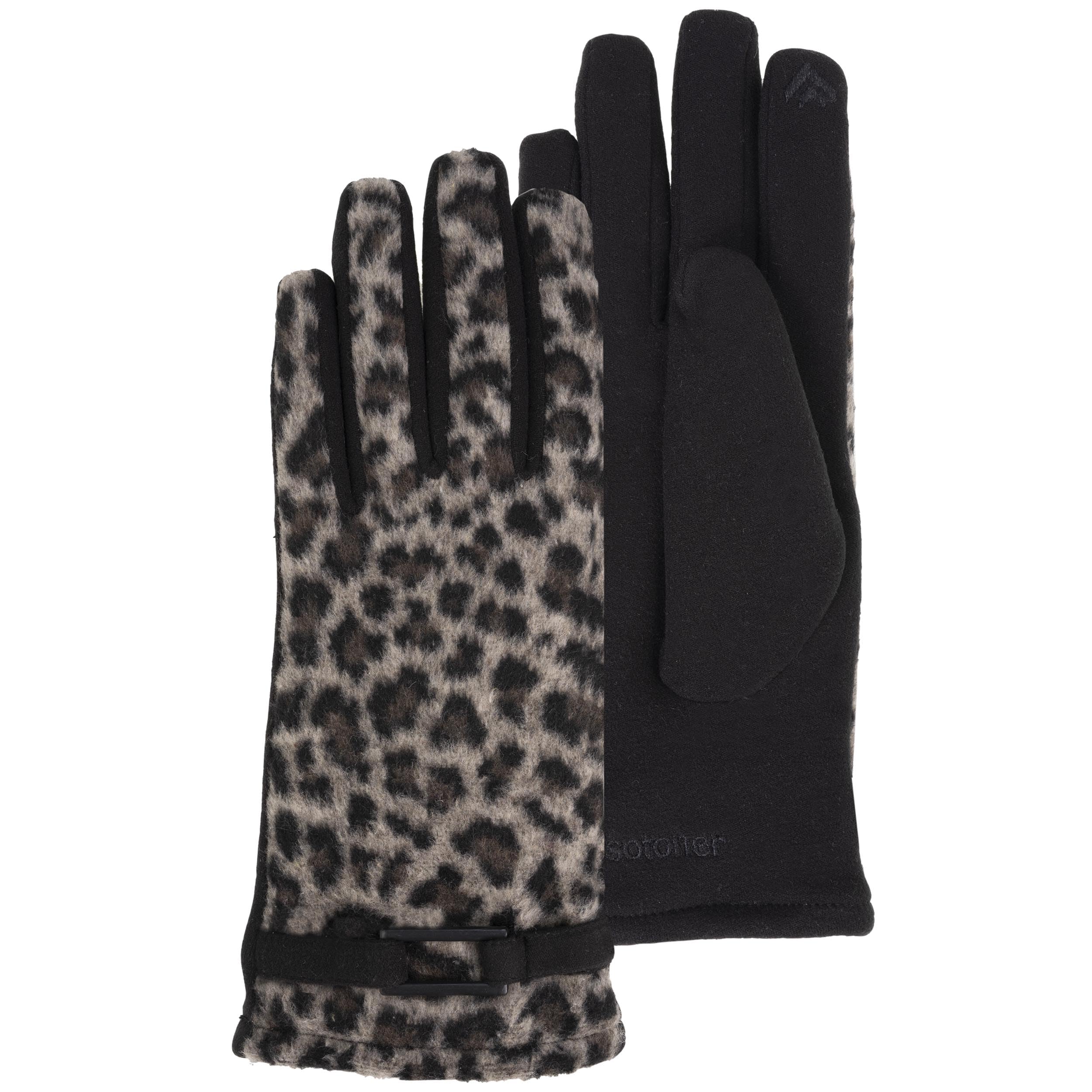 Isotoner Gants femme tactiles, chauds, doublés imitation fourrure, taille unique, TU, noir