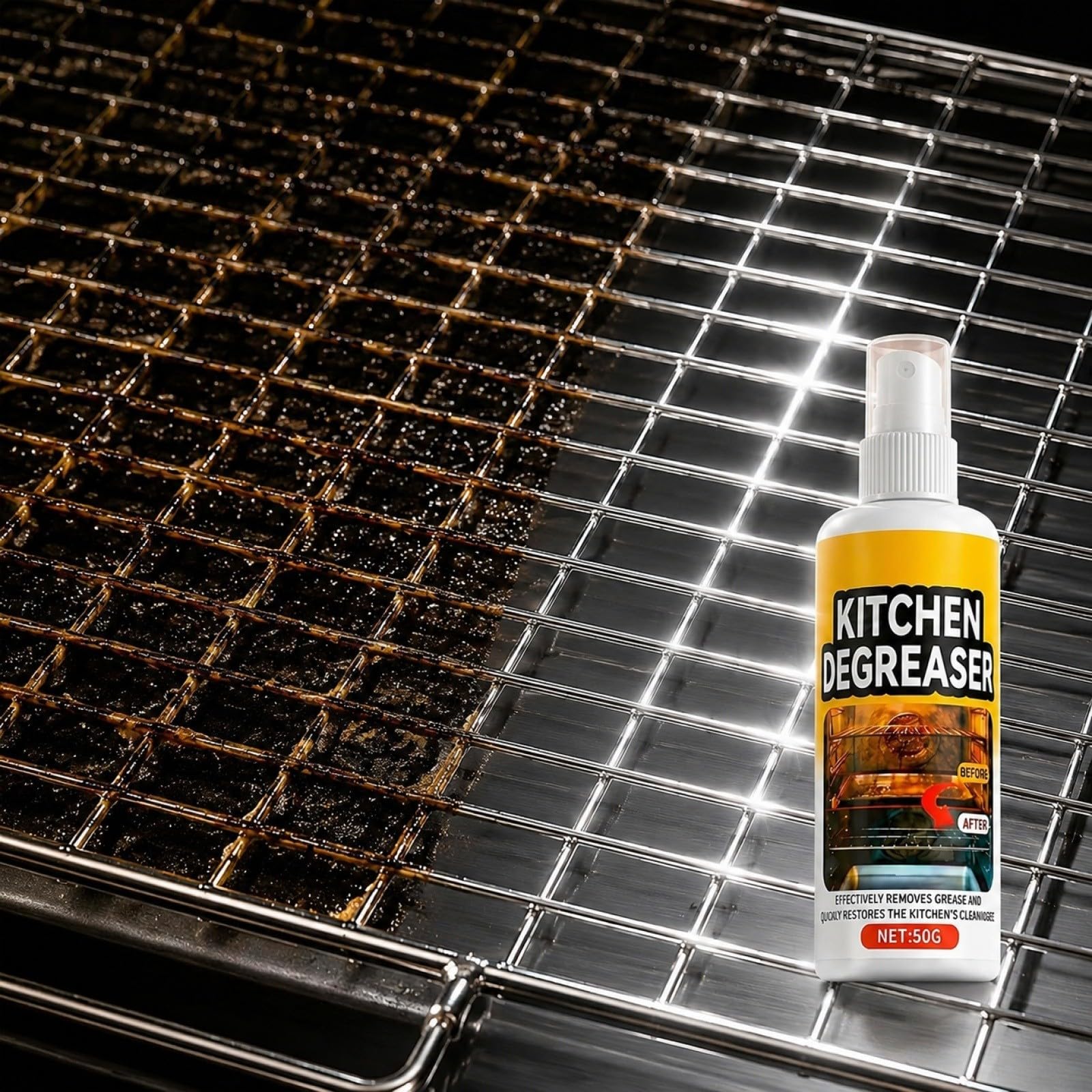Grease Cleaner Spray, Grillreiniger, Pulizia efficiente, Detergente per Forno e Cucina, Adatto per la Pulizia di Forni, Cappe Aspiranti, Pentole, Friggitrici e Griglie da Esterno (2, A)