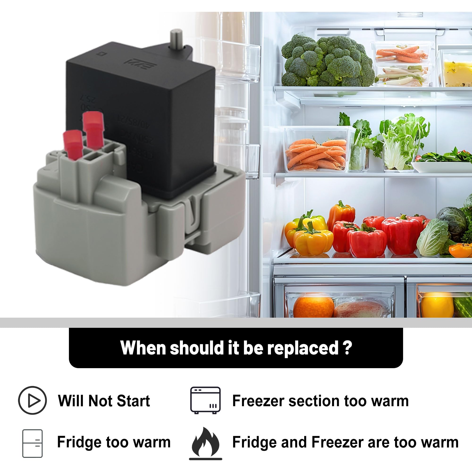 2319792 W10197428 W10189190 TSD2 Dispositivo de relé de arranque de refrigerador W10662129 Condensador de funcionamiento compatible con refrigeradores Whirl-pool Ken-more sustituye a 2264017