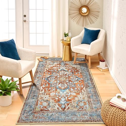 Miniatura 22 de Bsmathom Alfombra de Pasillo para Pasillos Antideslizante Lavable Boho 2x6 Alfombras de Pasillo Pelo Bajo Alfombras Vintage para Entrada, Cocina,