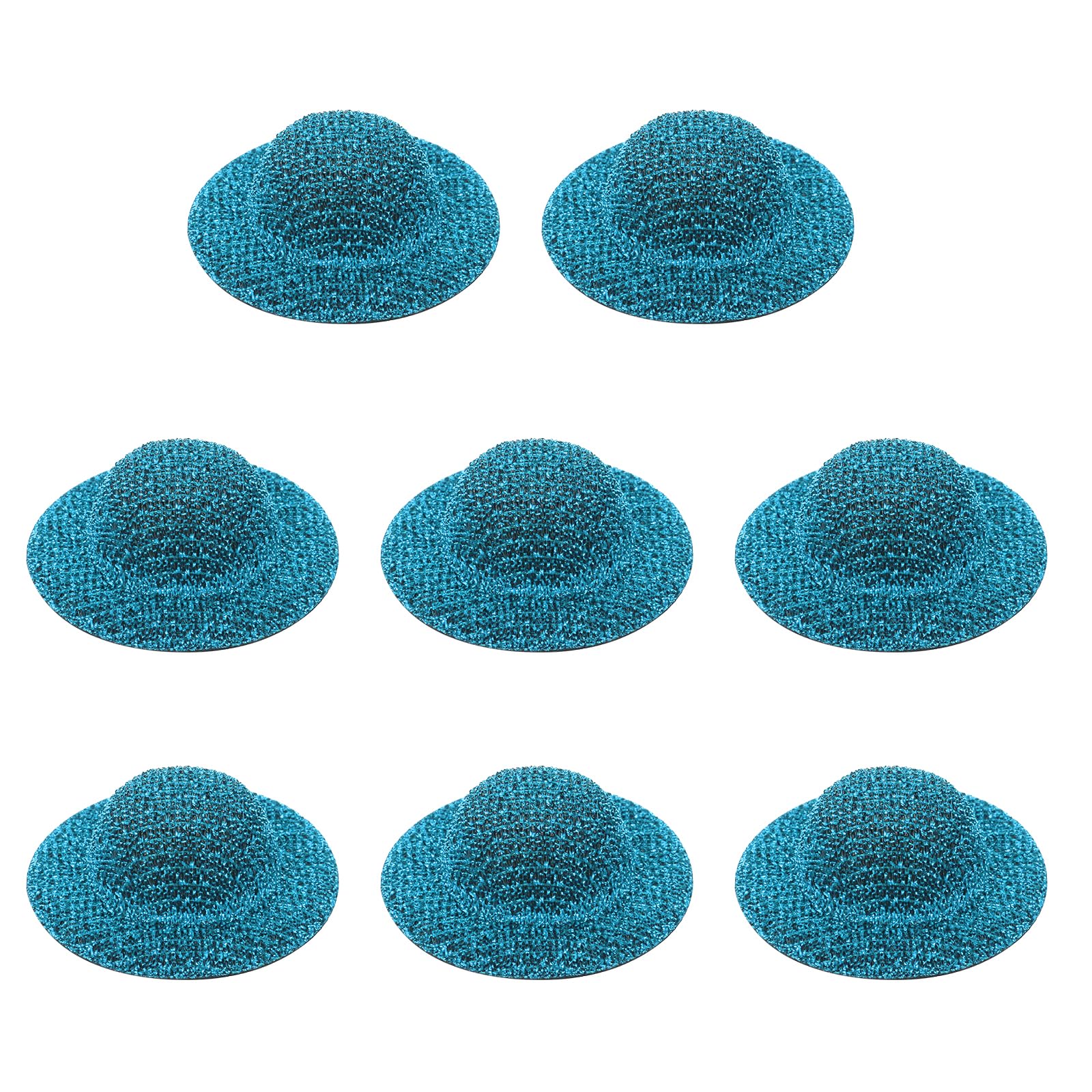 PATIKIL Mini Hats for Crafts, 8 Pcs 14mm ID Sparkling Mini Cowboy Hats Miniature Formal Top Caps for DIY Dollhouse Decoration Hair Accessories Snowman Weddings Party, Lake Blue