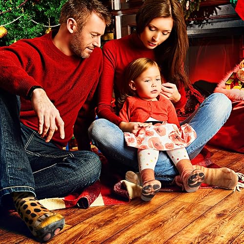 Miniatura 2 de Syhood 6 pares de calcetines 3D con estampado de patas de animales en 3D (S, gato, perro, caballo, gato atigrado, guepardo, tigre), Gato, Perro