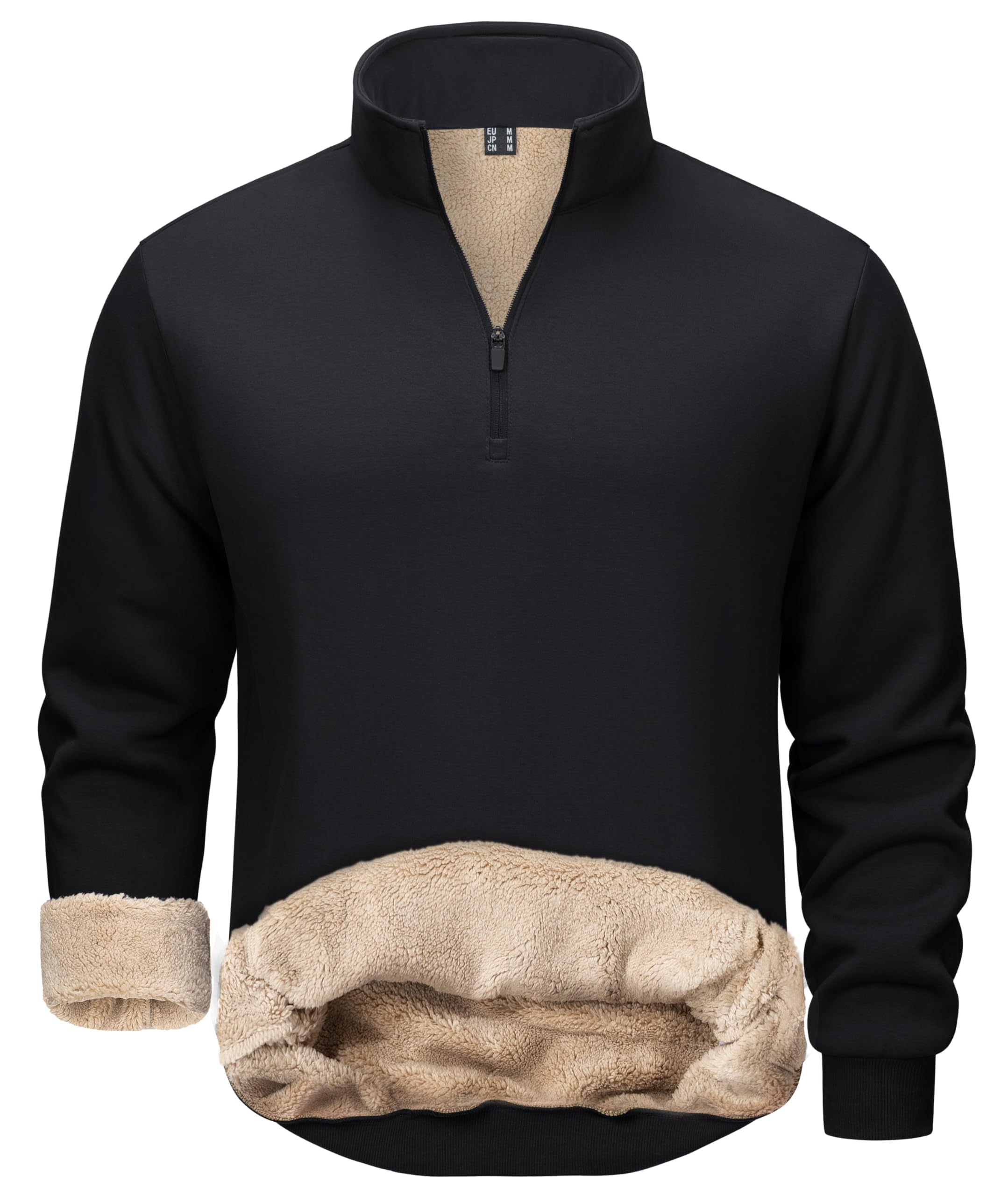 TACVASEN Herren 1/4 Zip Fleece Pullover Warm Gefüttert Sweatshirt Männer Langarm Sweater Winter Schwergewicht Pulli