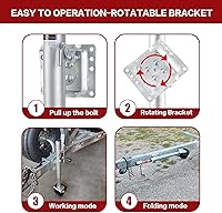 Vista 5 de TYT Gato giratorio de remolque de barco de 2000 libras con ruedas dobles de 6 pulgadas, elevación de 12 pulgadas, el gato de remolque de RV tiene un