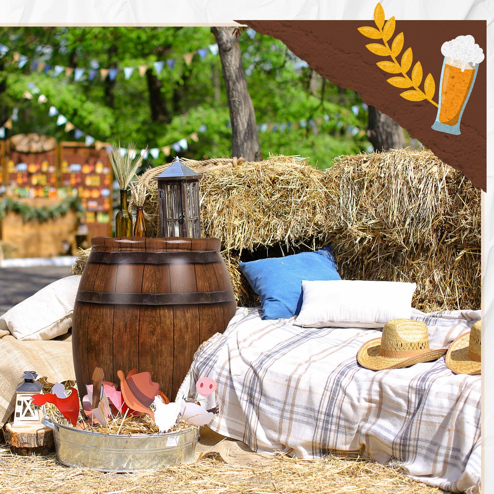 Civaner 1 Stück Western-Cowboy-Party-Dekoration, PVC, aufblasbare Piratenfässer, Western-Cowboy-Dekoration, Fass für Wild-Westen-Abenteuer-Party, nautische Themen-Requisiten, Bauernhaus-Zubehör