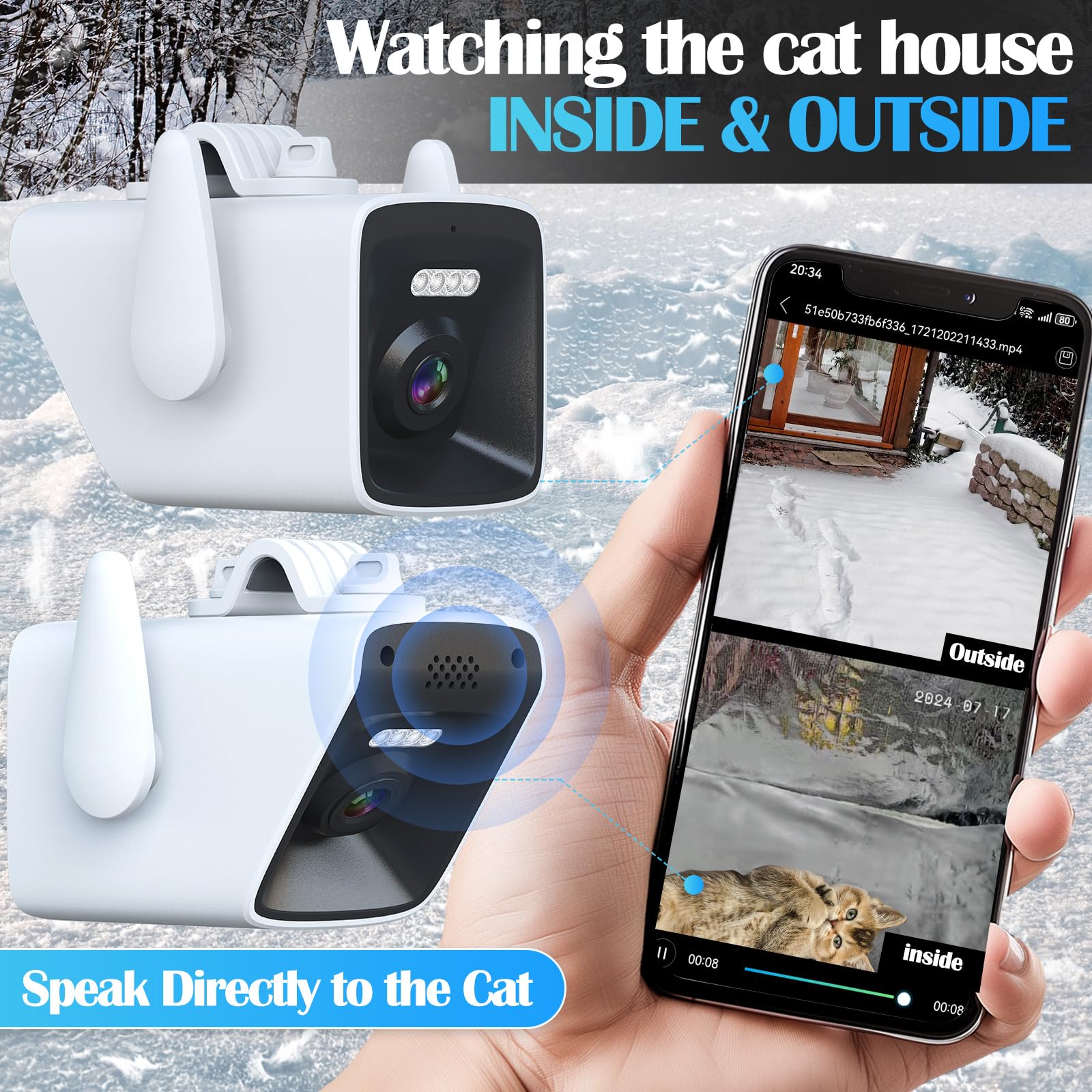 Casa Grande para Gatos con Calefacción para Exteriores, Aislada, Impermeable (Negro)