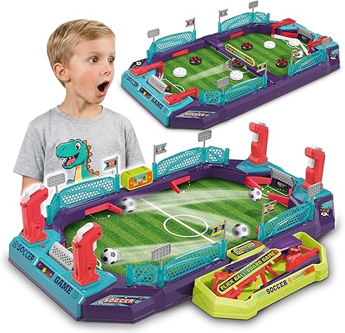 Soccer Board Game — 2 in 1 Foosball & Sling Puck Game Set - Soccer Gifts For Boys