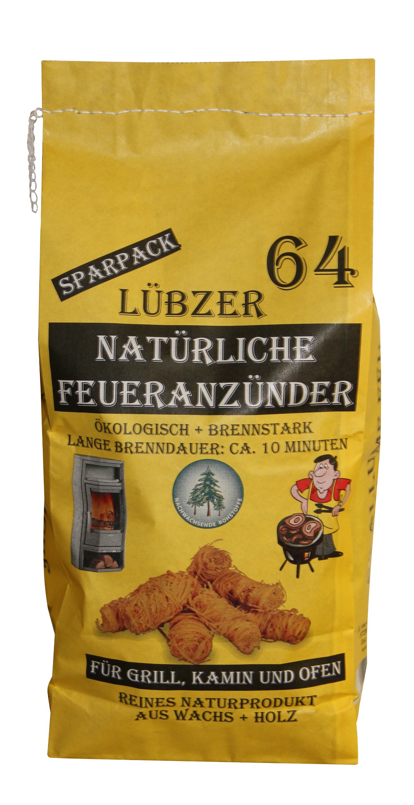 Favorit Öko-Zündwolle - 64 Anzünder Aus Holz & Wachs, Brenndauer 8-10 Min., Für Grill, Kamin, Ofen
