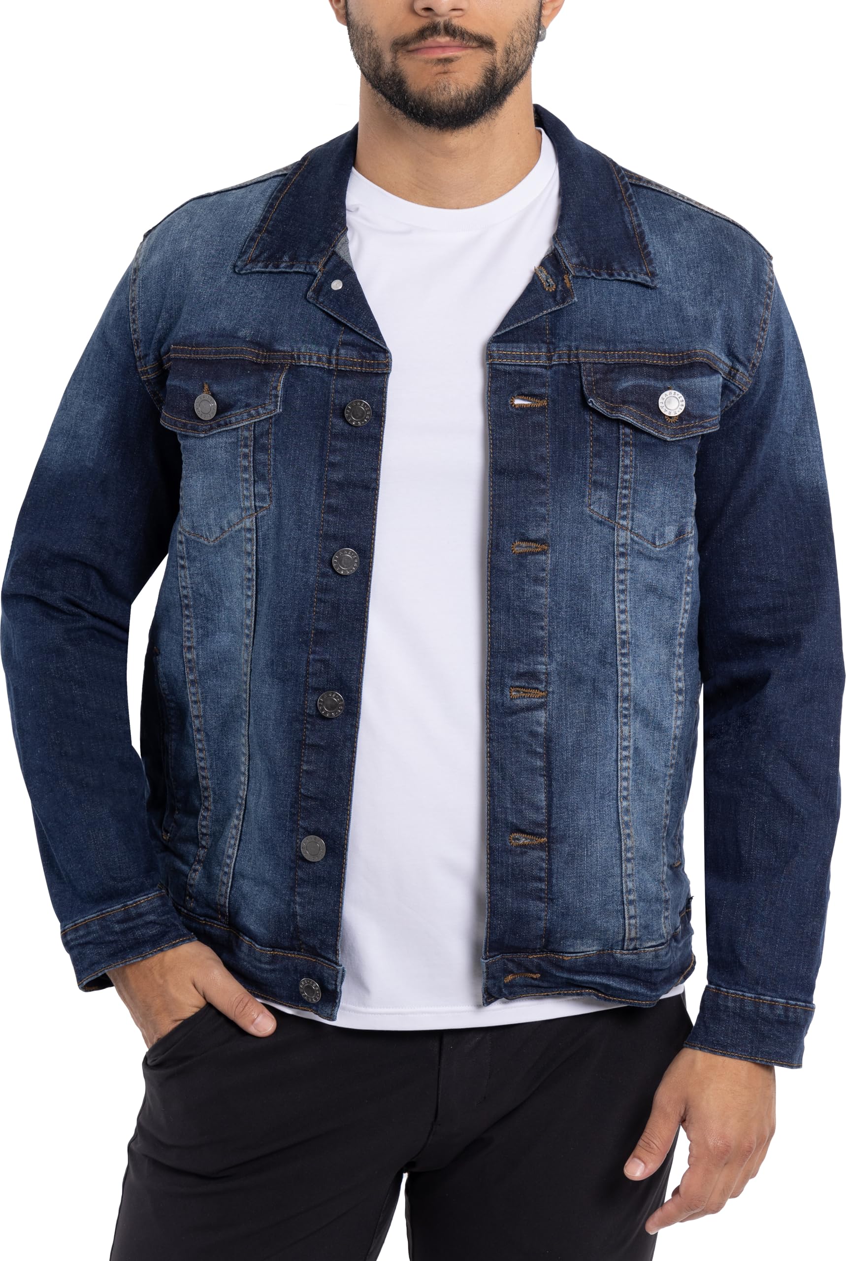 X RAYMens Denim Jacket, Washed Ripped Distressed Flex Stretch Casual  Trucker Biker Jeans Jacket for Men