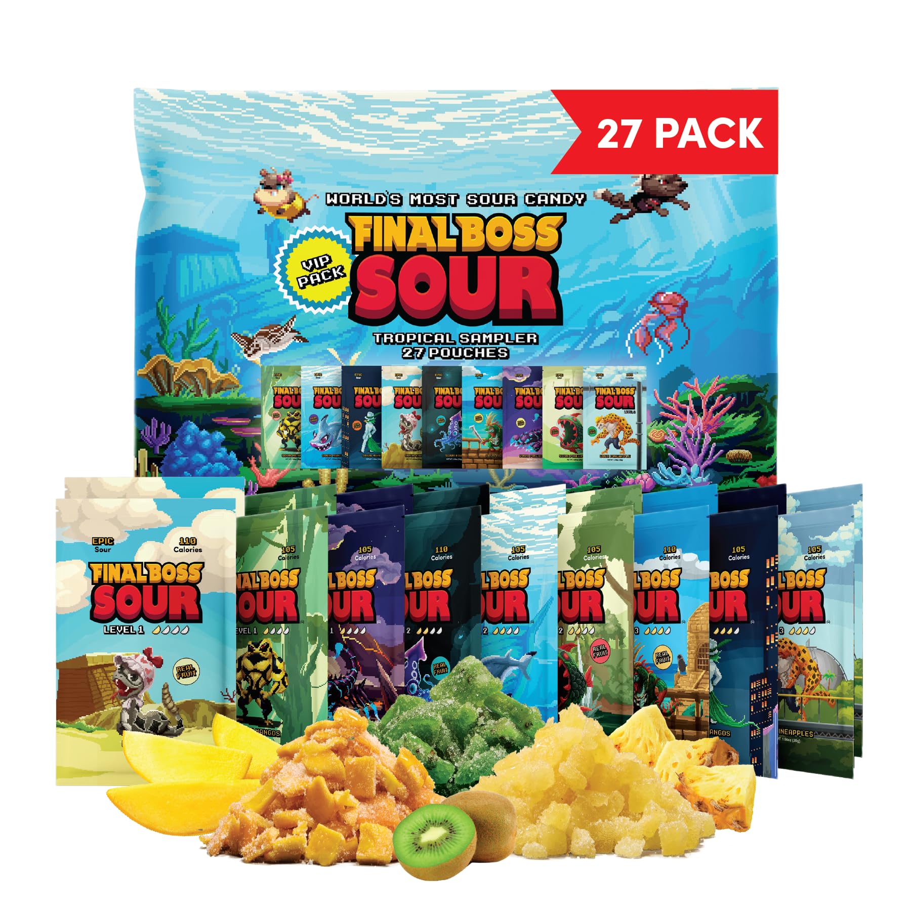 Amazon.com: Final Boss Super Sour Candy, Tropical Sampler, 27 Pack