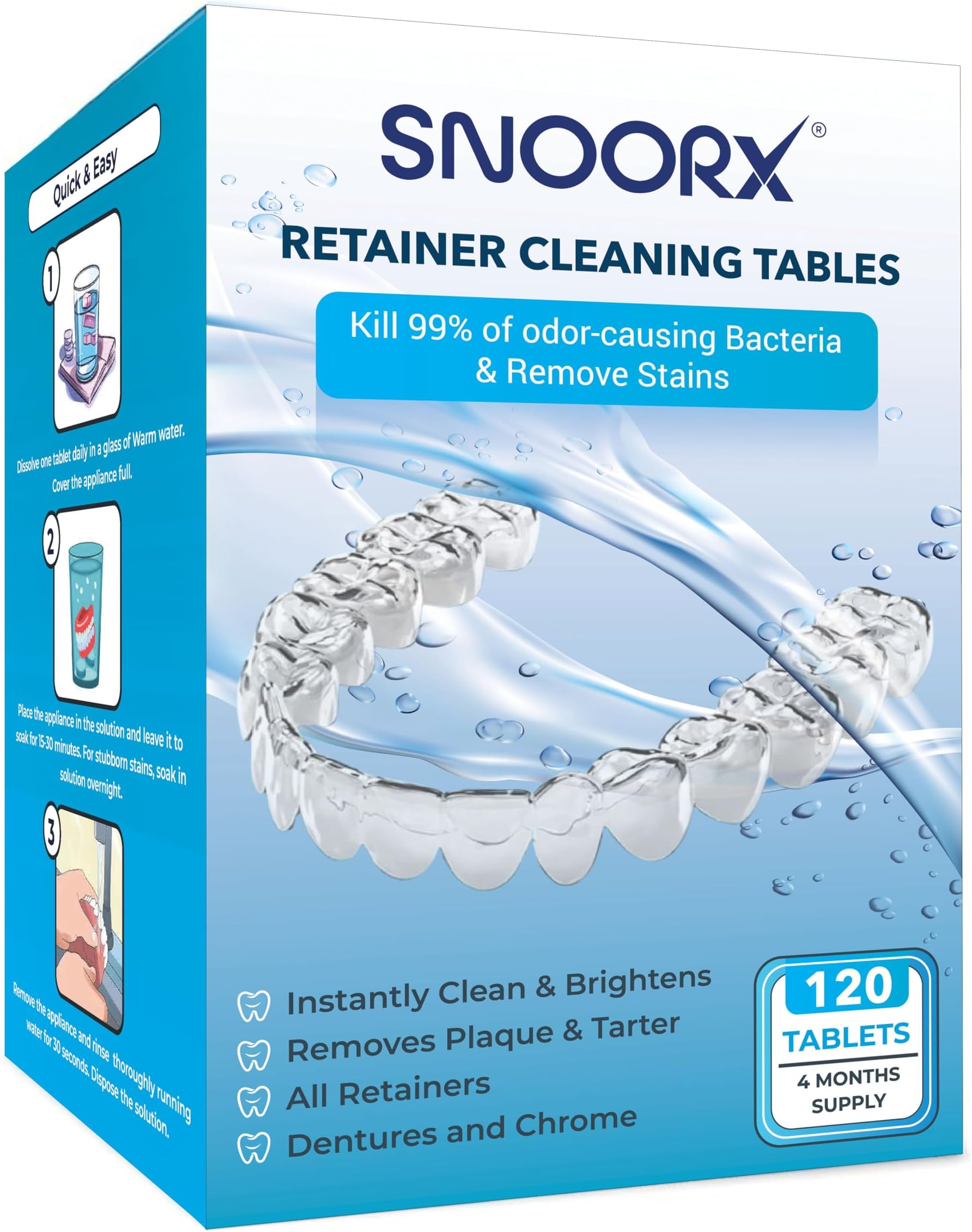– Professional UK Retainer Cleaning Tablets 120,96,36 Tablets, Kills 99% for Denture Cleaning Care, Mouth Guard, Braces, Chrome, Ultrasonic Cleaner Use, Jewellery, 2026 New Formula