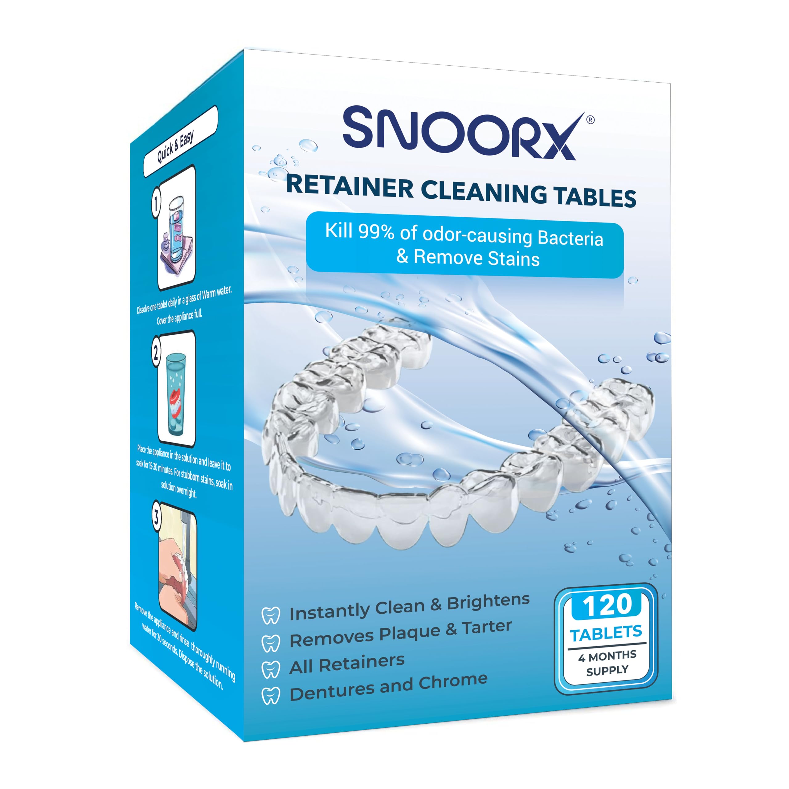 Professional UK Retainer Cleaning Tablets 40,100,120 Tablets, Kills 99% for Denture Cleaning Care, Mouth Guard, Braces, Chrome, Ultrasonic Cleaner Use, Jewellery, 2024 New Formula