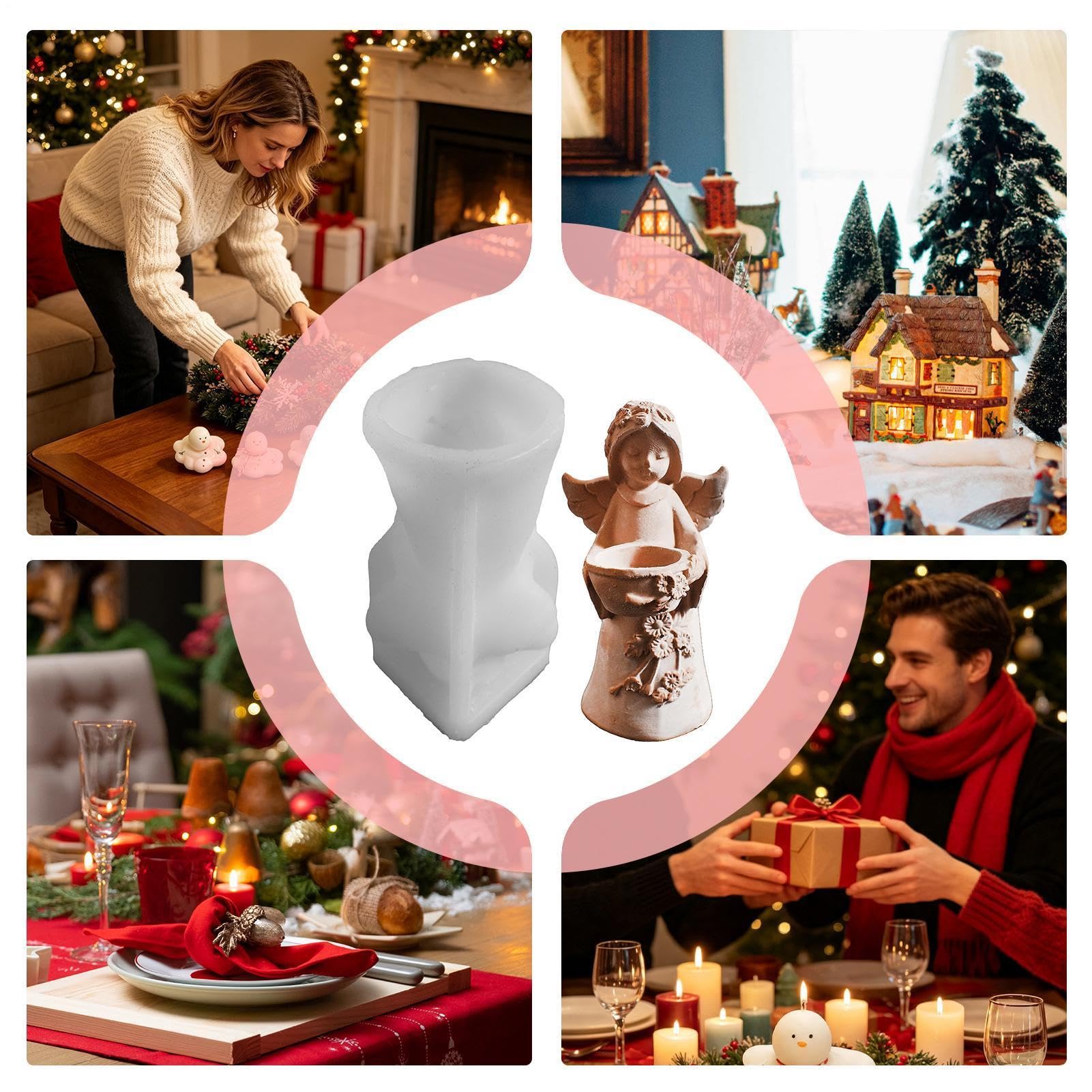 Moules à bougie en résine en forme d'ange de Noël en silicone