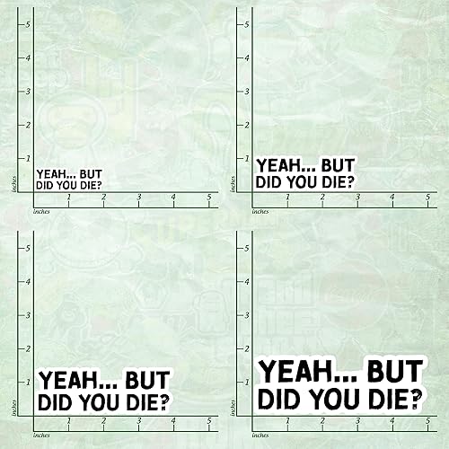 Miniatura 6 de 314PI Calcomanía de vinilo con texto en inglés "Yeah But Did You Die" ("Yeah But Did You Die"), calcomanías divertidas para asistente de agua,
