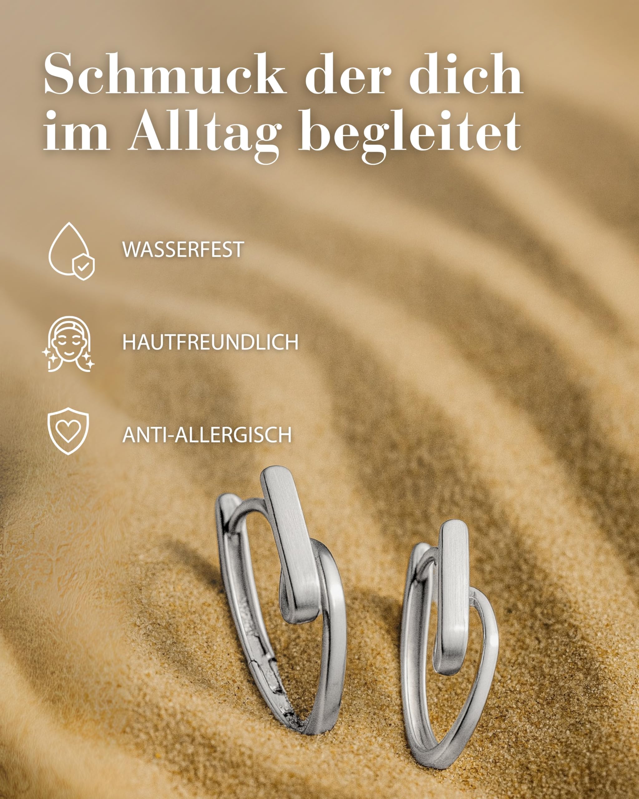 VINANI Klapp-Creolen aus 925 Sterling Silber I Nickelfreie Ohrringe für Damen I Mattierte & glänzende Oberfläche mit Anlaufschutz I Allergikerfreundlich I Handarbeit in Juweliersqualität I CKNK