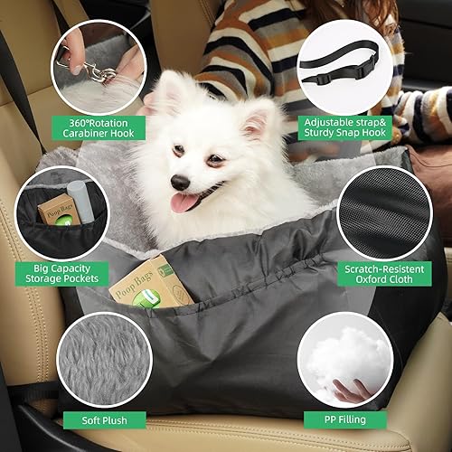 Miniatura 3 de Sivomens Asiento de coche para perros pequeños, desmontable y lavable, cómodo asiento de auto para perros pequeños menores de 25 años, asientos